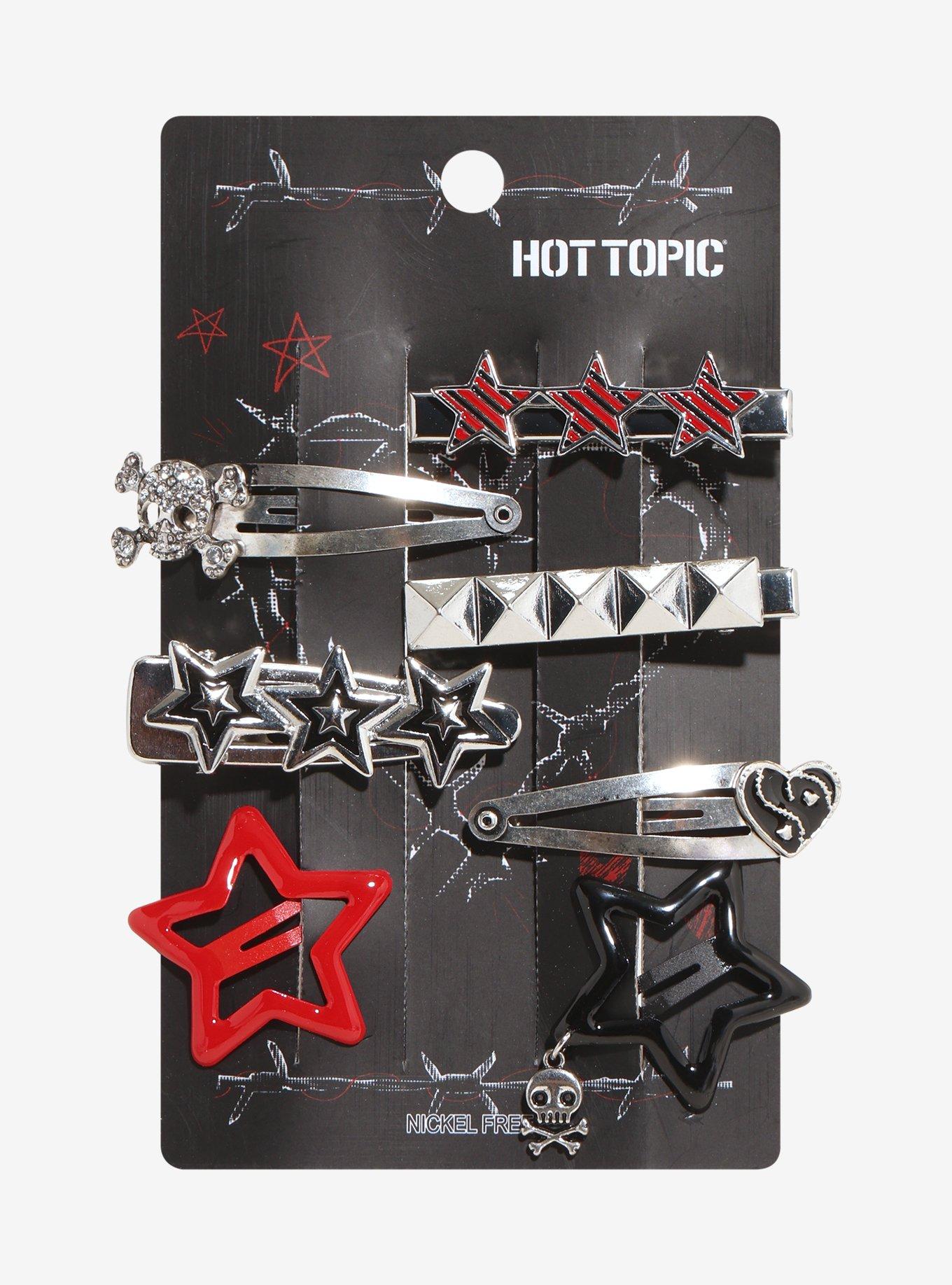 Emo Star Skulls Hair Clip Set, , hi-res