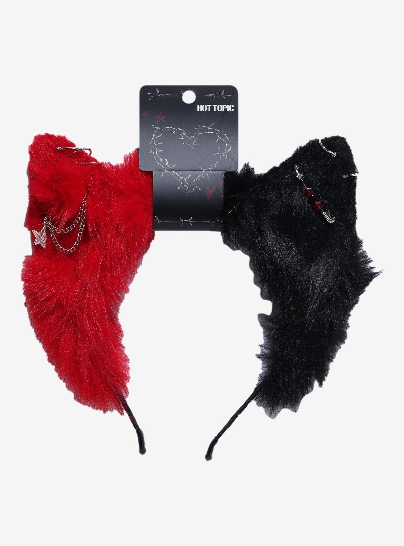 Black & Red Split Cat Ear Headband, , hi-res