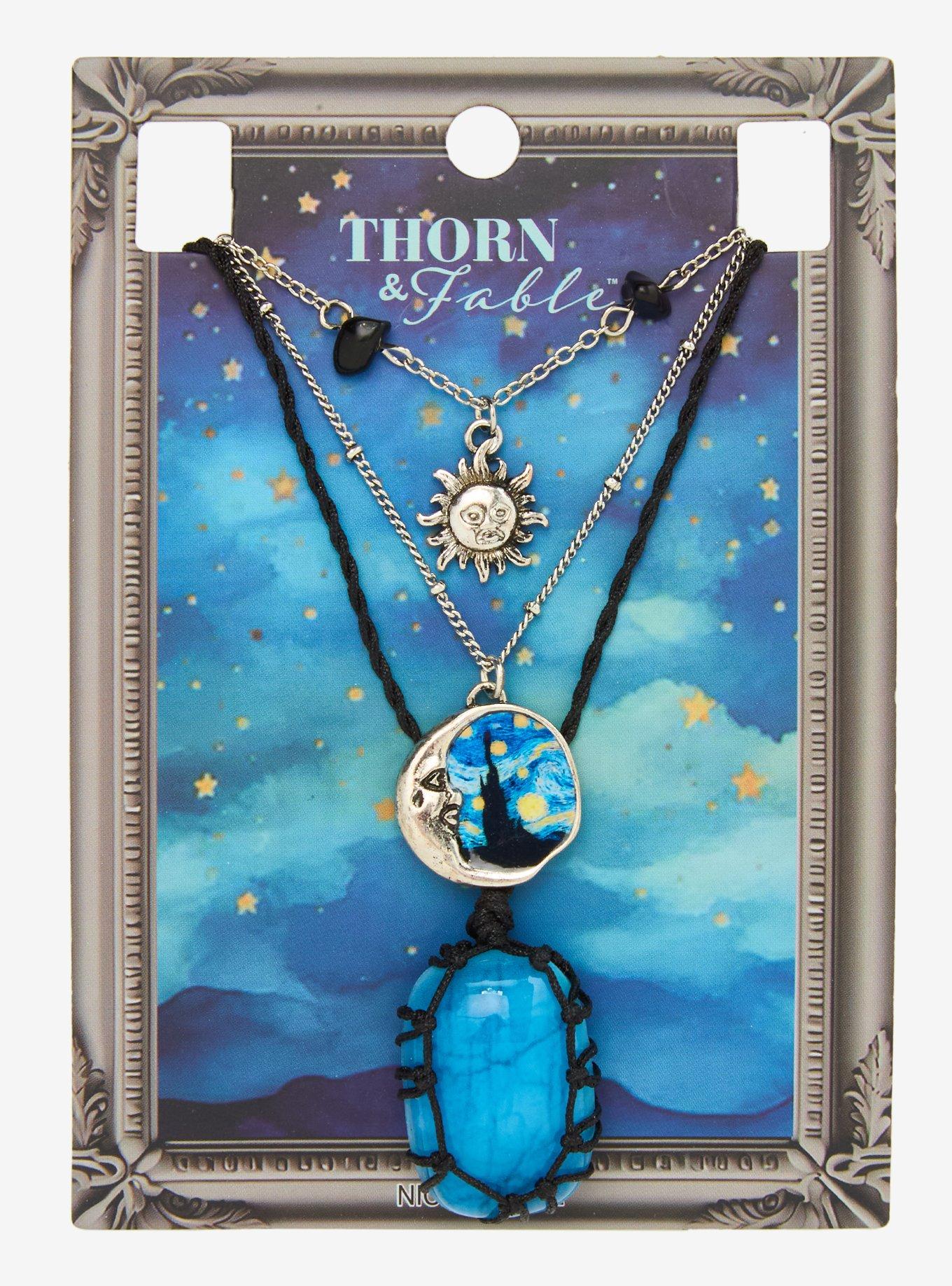 Thorn & Fable Starry Night Celestial Faux Crystal Necklace Set, , hi-res