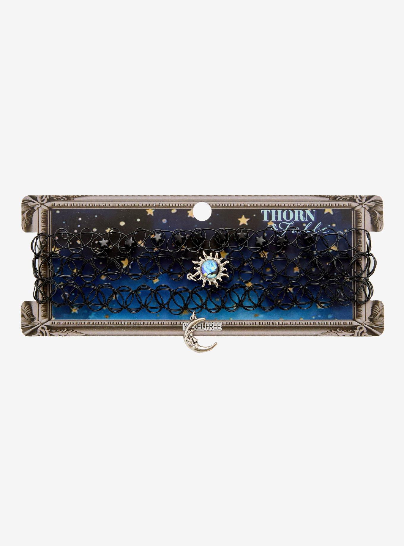 Thorn & Fable Celestial Charm Bead Tattoo Choker Set, , hi-res