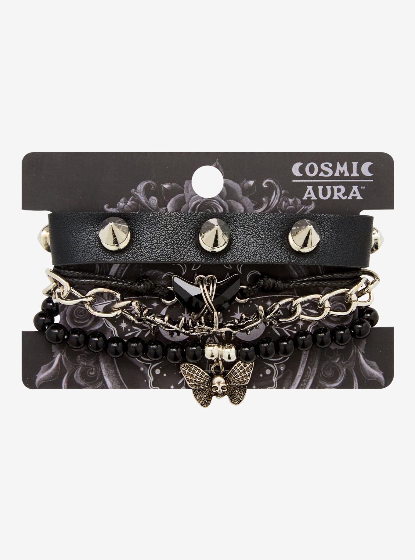 Cosmic Aura Spike Skull Moth Bracelet Set, , hi-res