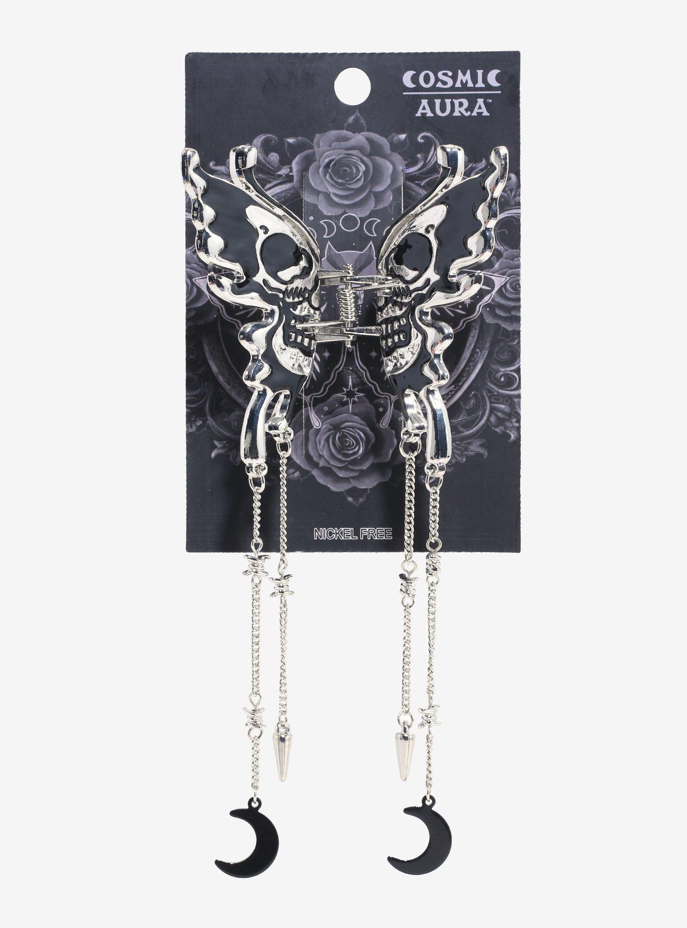 Cosmic Aura Skull Butterfly Claw Hair Clip, , hi-res