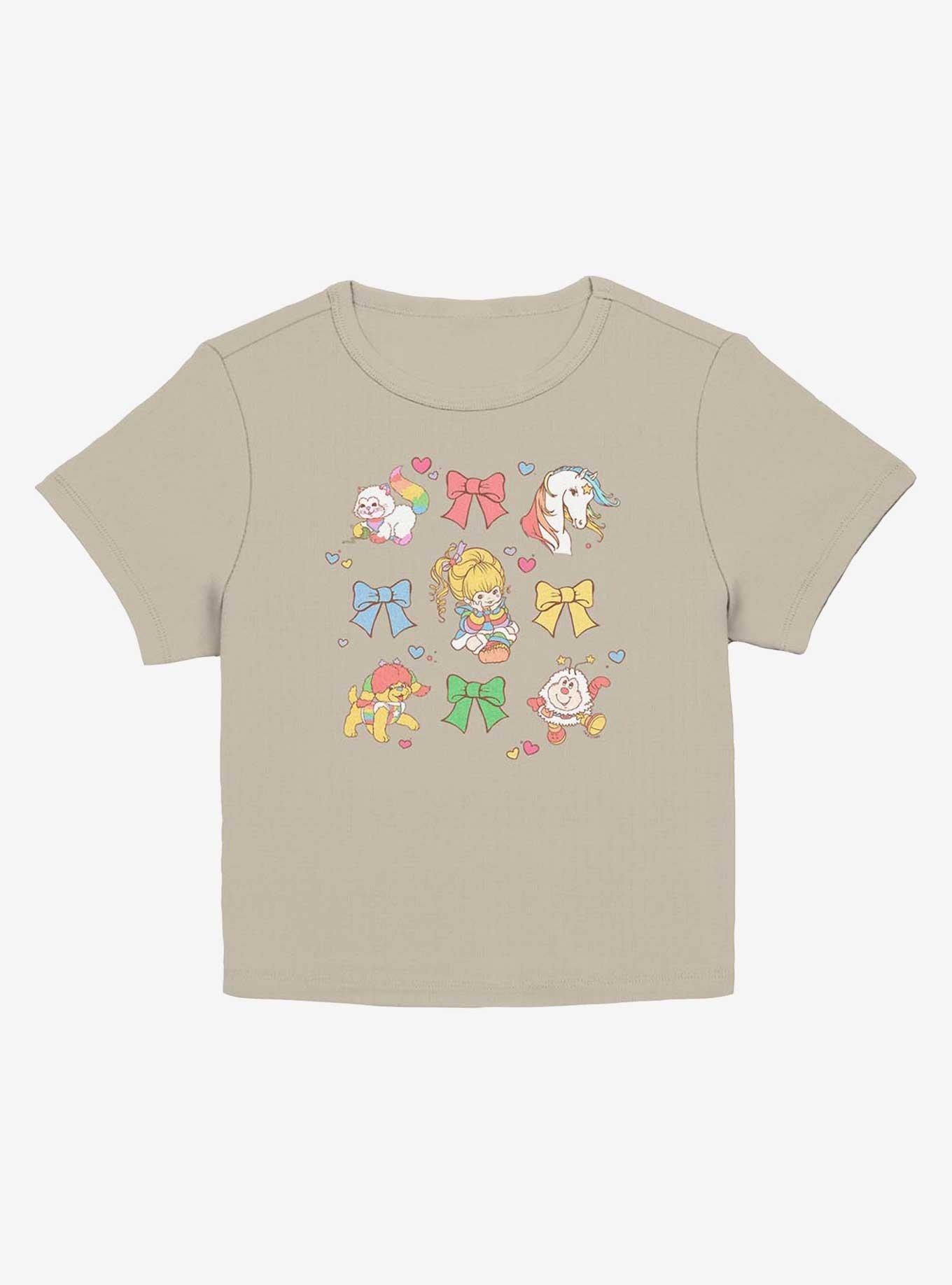 Rainbow Brite Cutie Bow Grid Girls Baby T-Shirt, PLAZTAUPE, hi-res