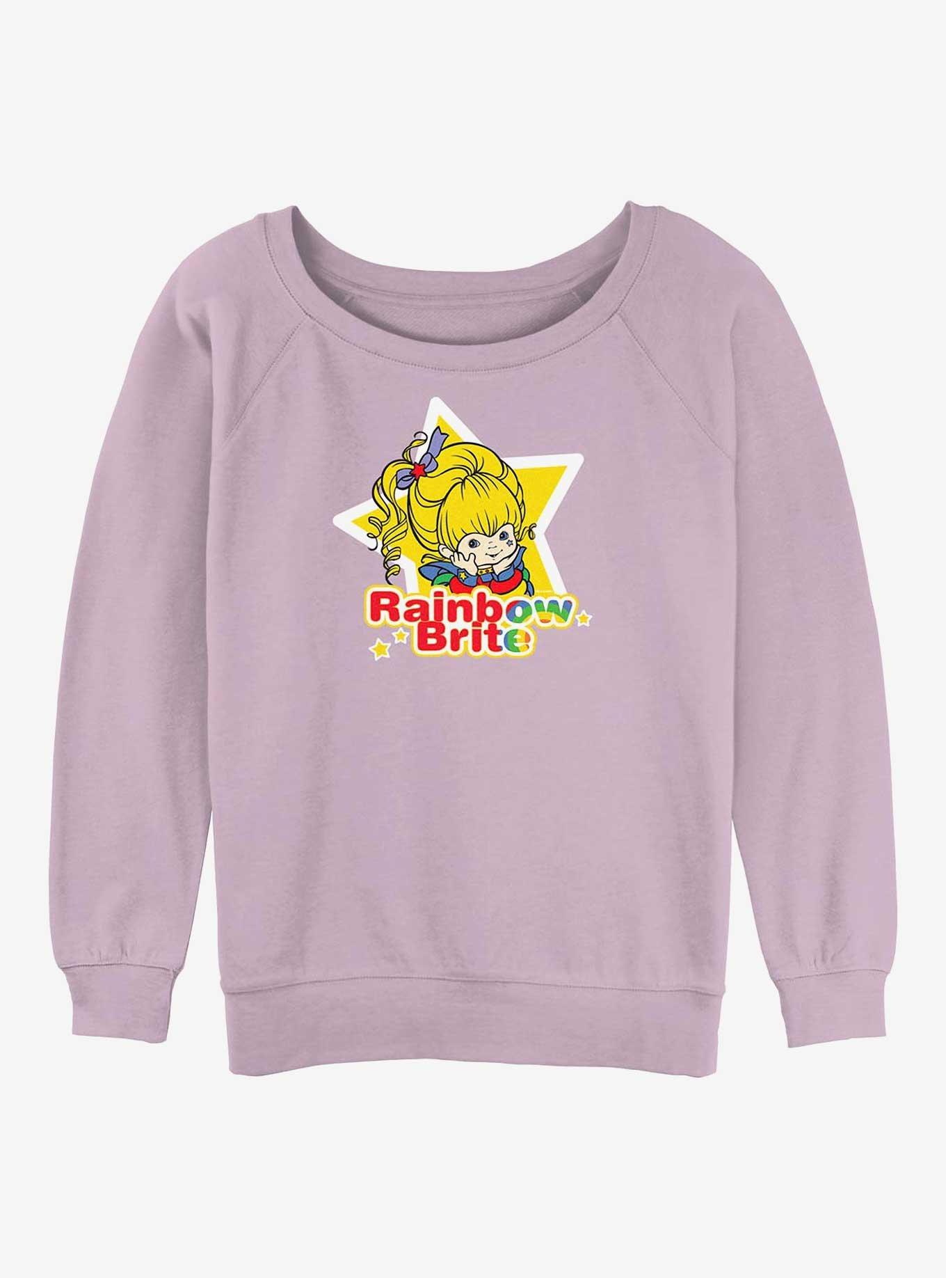 Rainbow Brite Star Badge Girls Slouchy Sweatshirt, LAVENDER, hi-res