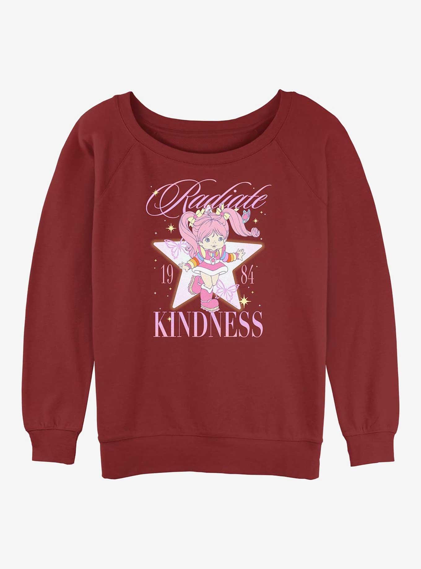 Rainbow Brite Tickled Pink Radiate Kindness Girls Slouchy Sweatshirt, SCARLET, hi-res