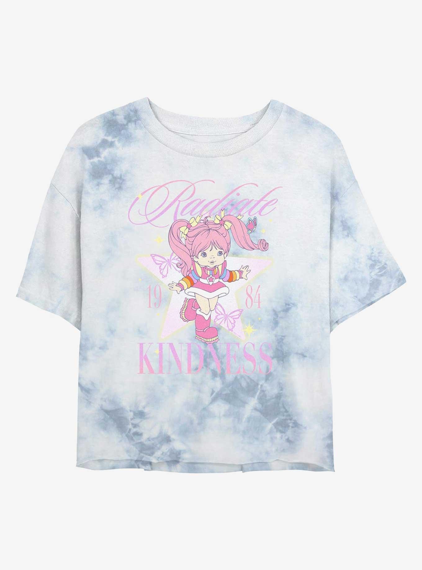 Rainbow Brite Tickled Pink Radiate Kindness Girls Tie-Dye Crop T-Shirt, WHITEBLUE, hi-res