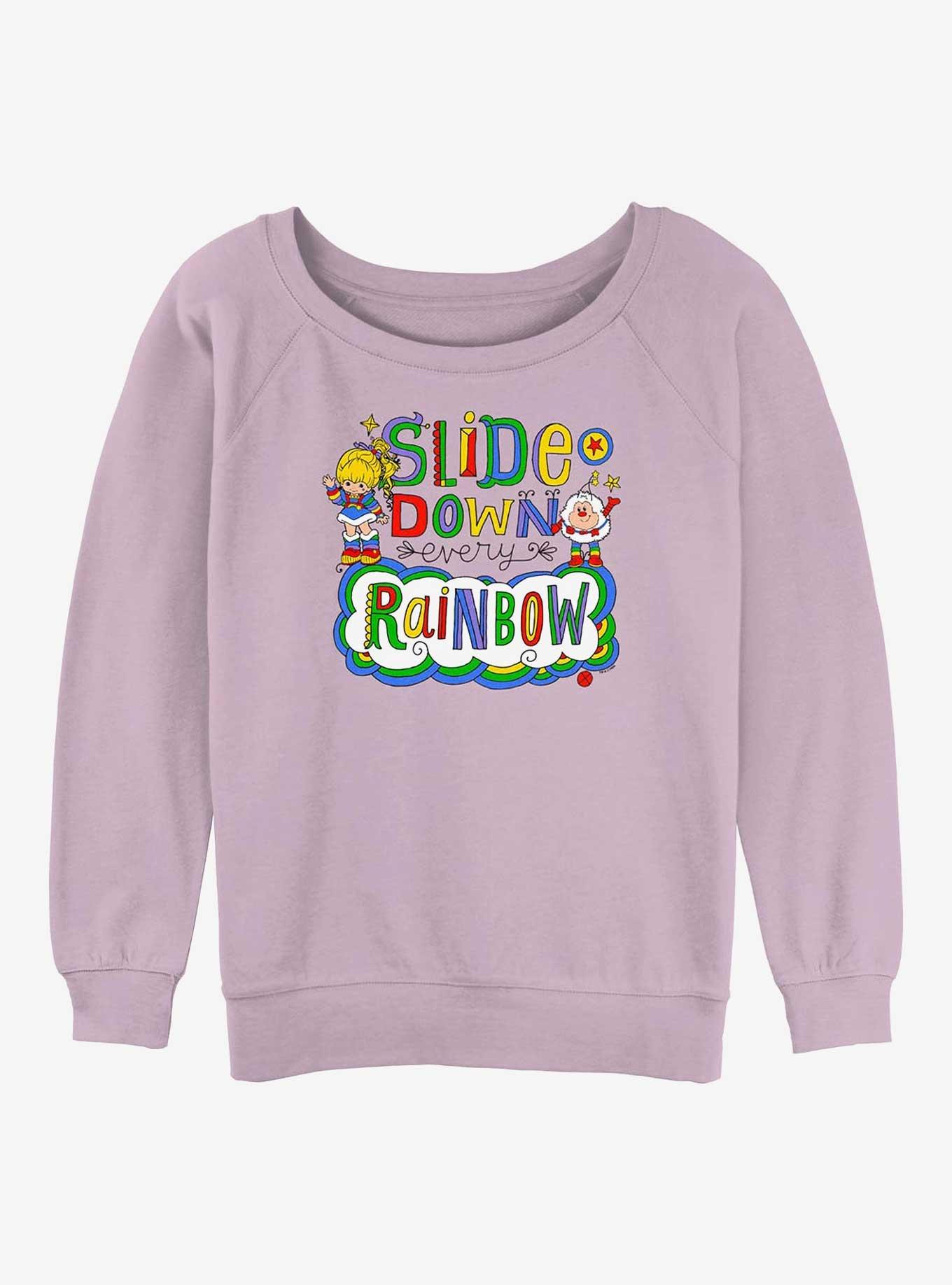 Rainbow Brite Down Every Rainbow Girls Slouchy Sweatshirt, LAVENDER, hi-res