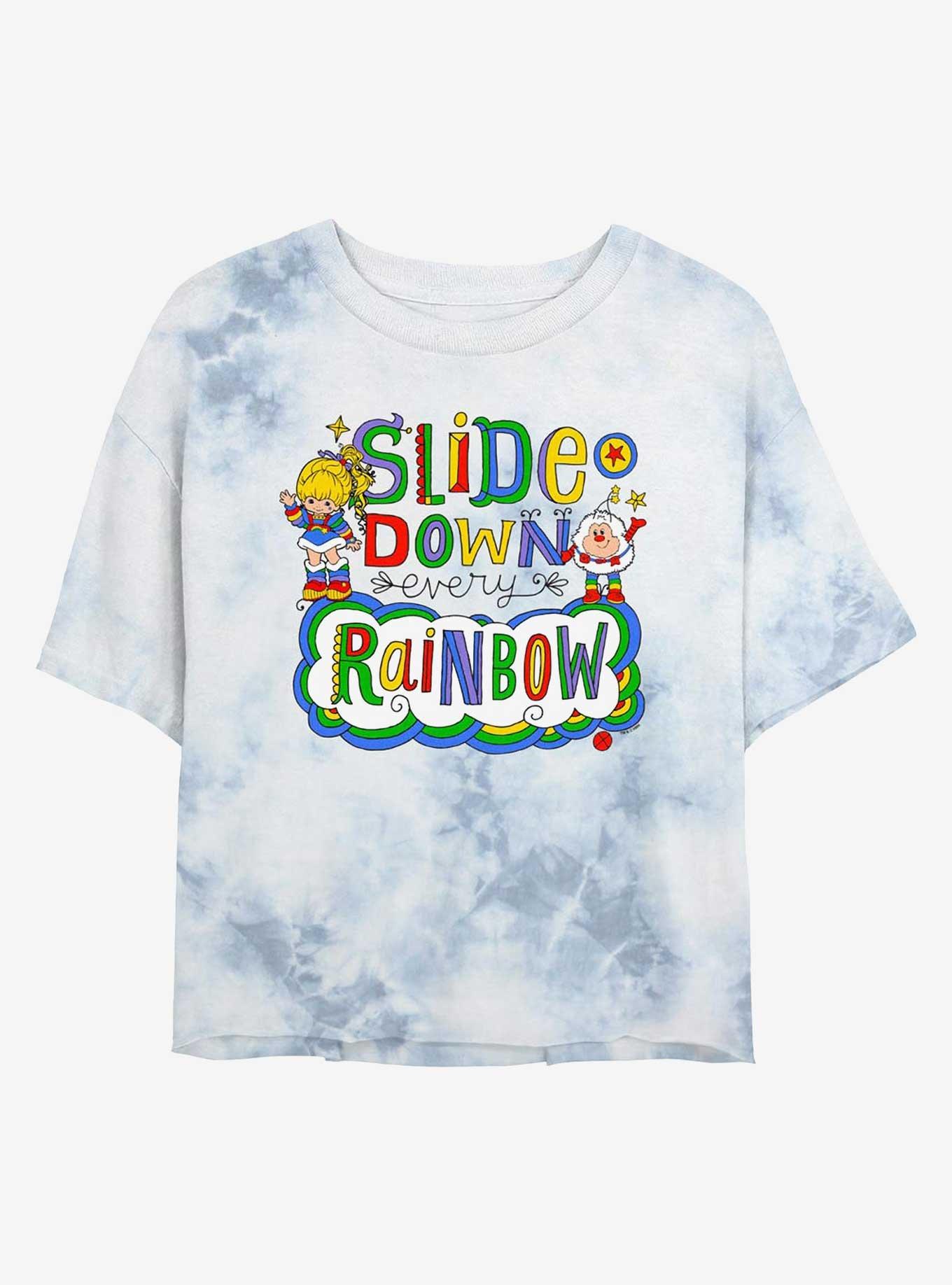 Rainbow Brite Down Every Rainbow Girls Tie-Dye Crop T-Shirt, WHITEBLUE, hi-res