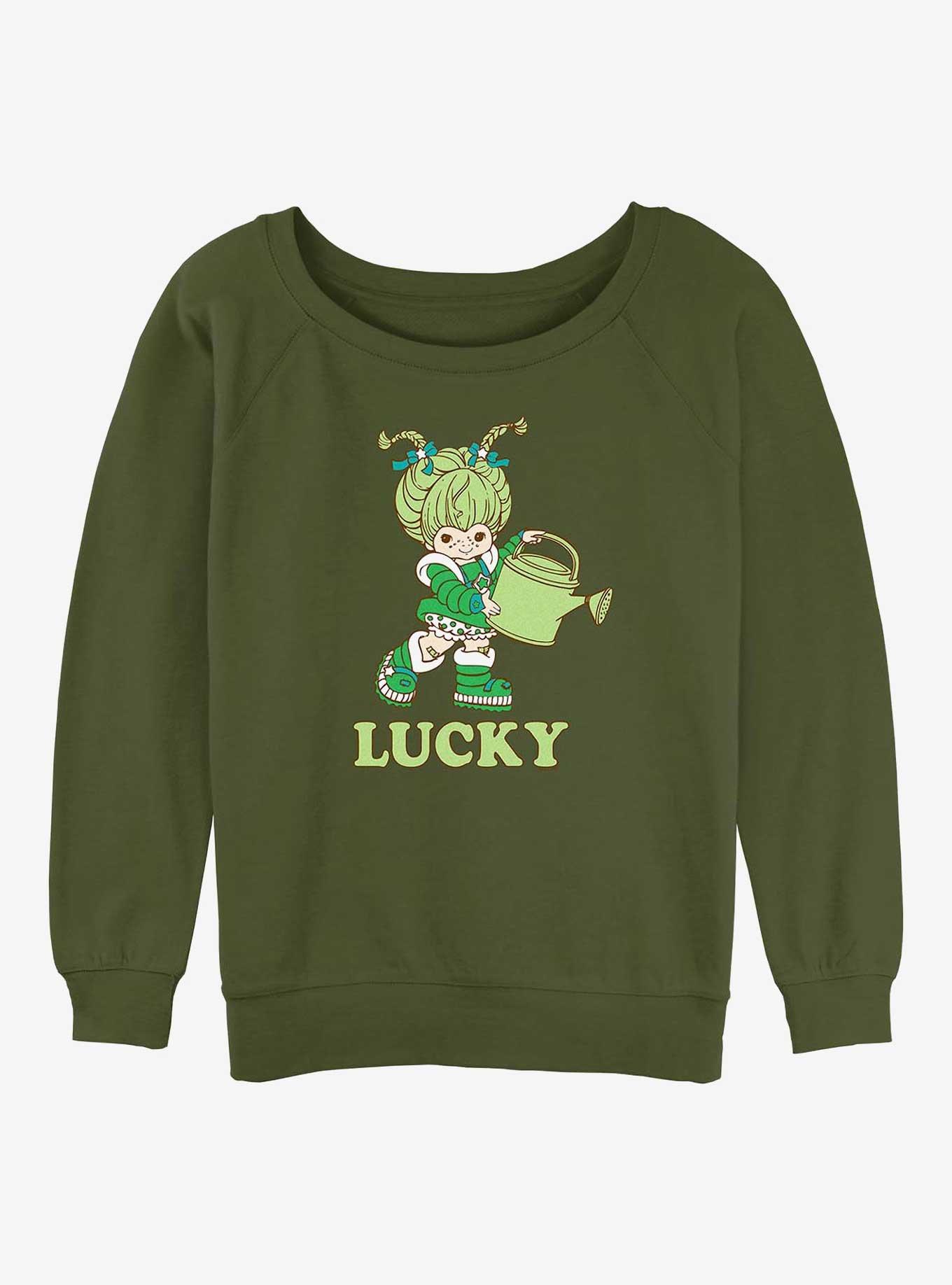 Rainbow Brite Patty O'green Lucky Girls Slouchy Sweatshirt, OLIVE, hi-res