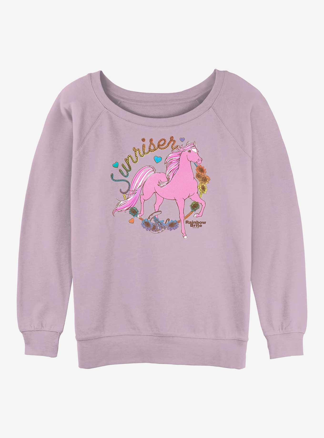 Rainbow Brite Country Pink Sunriser Girls Slouchy Sweatshirt, LAVENDER, hi-res