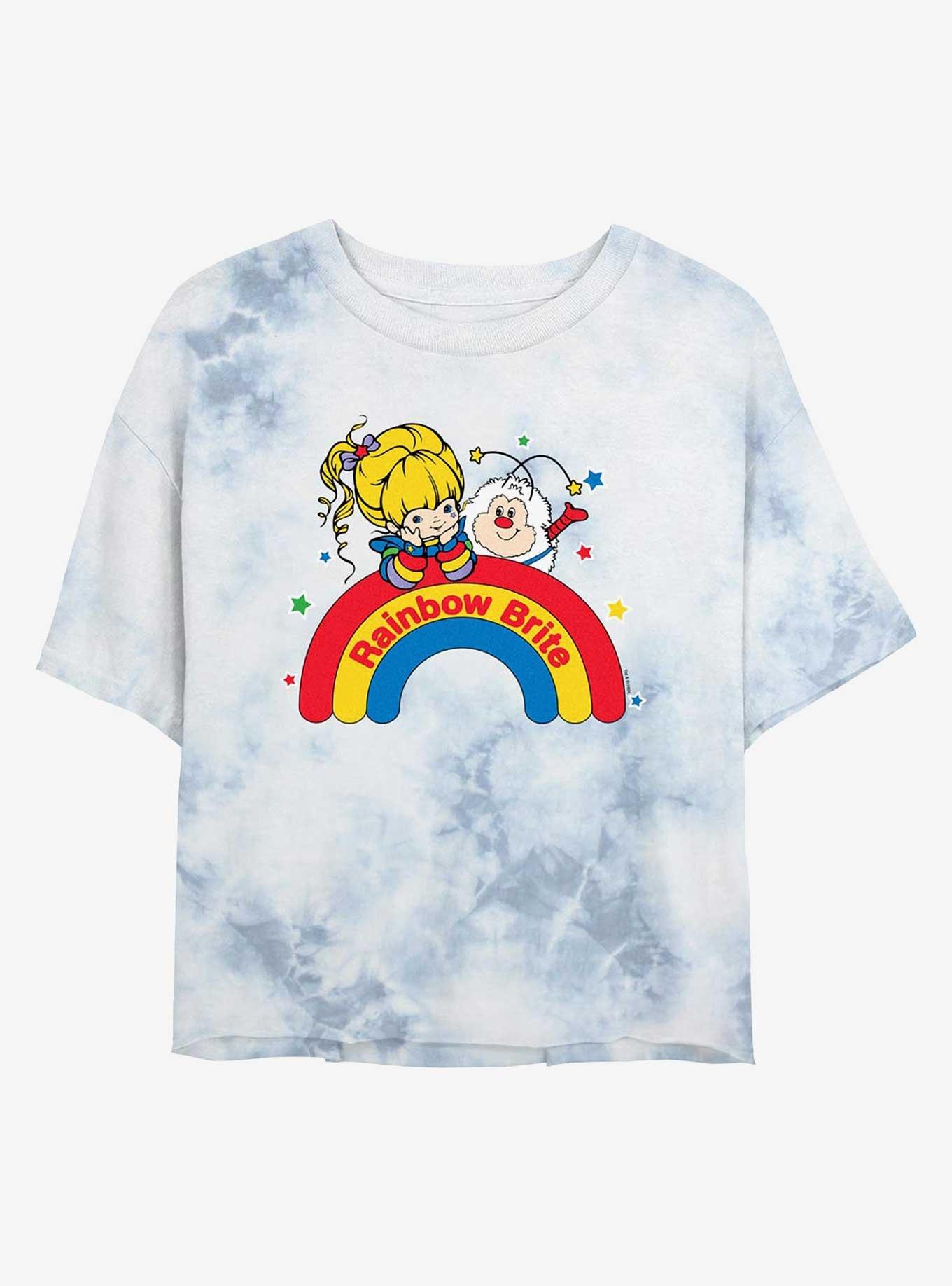Rainbow Brite Wishing On A Rainbow Girls Tie-Dye Crop T-Shirt, WHITEBLUE, hi-res