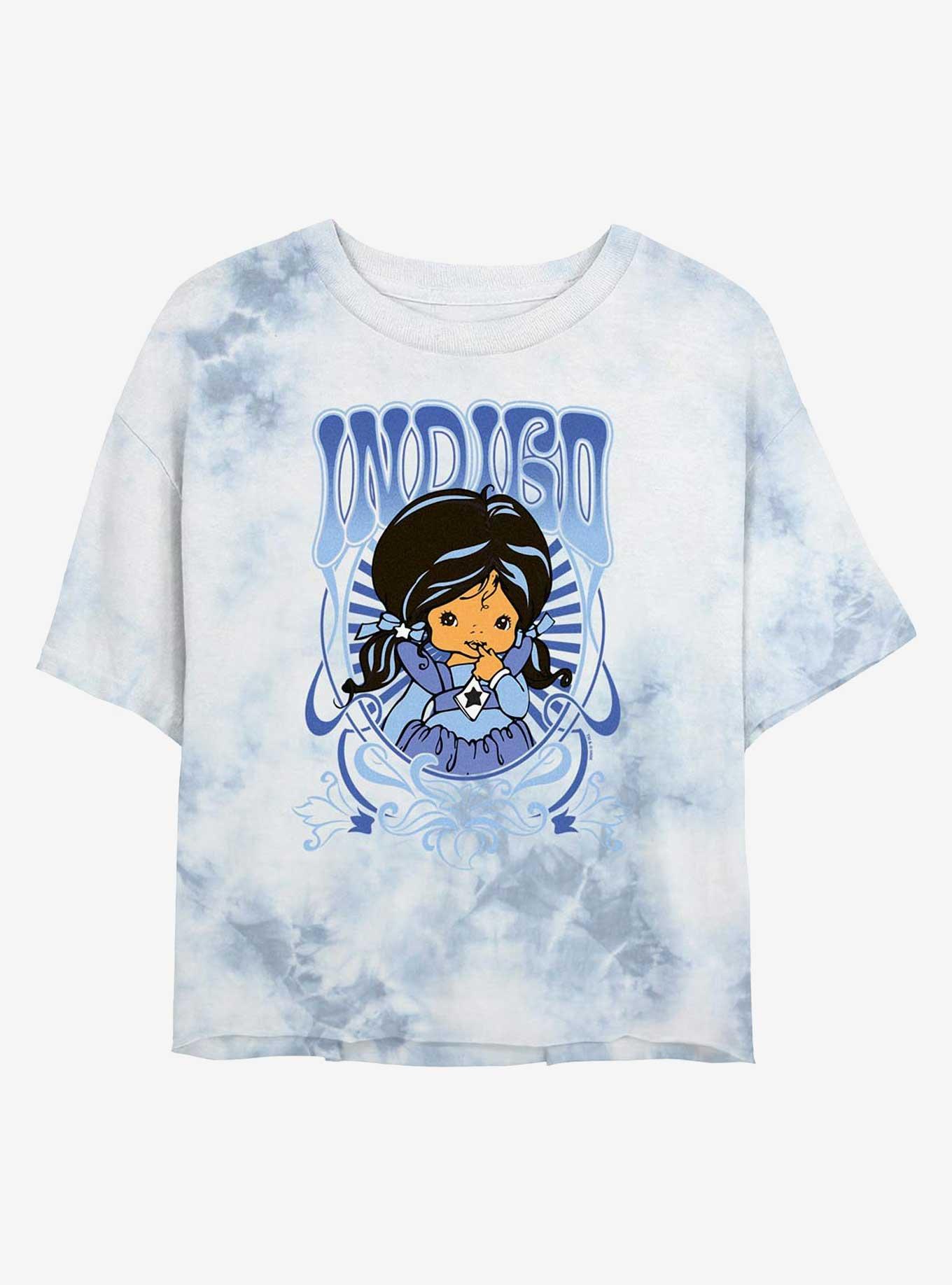 Rainbow Brite Indigo Nouveau Girls Tie-Dye Crop T-Shirt, WHITEBLUE, hi-res