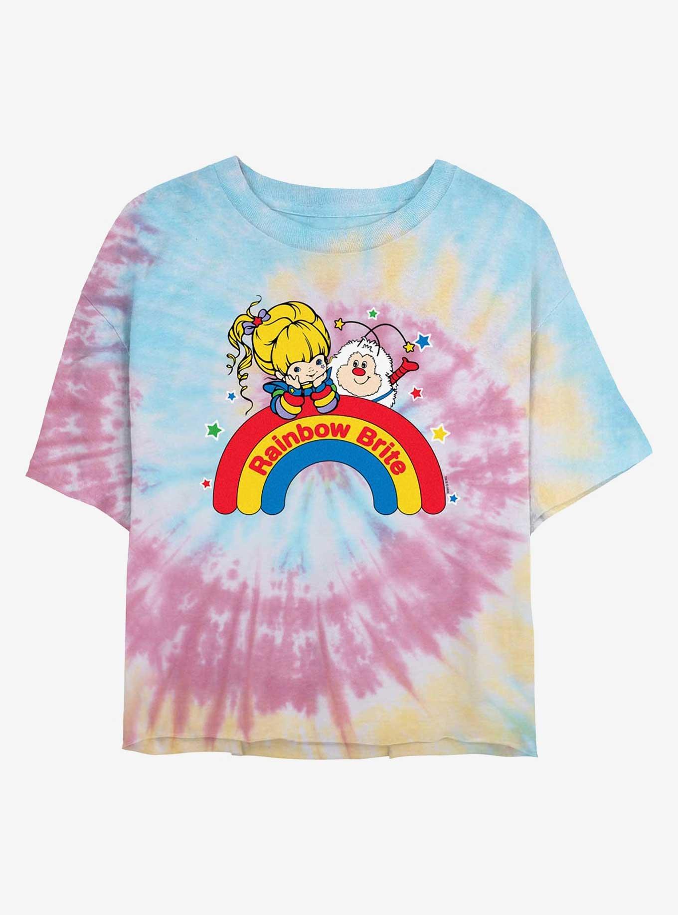 Rainbow Brite Wishing On A Rainbow Girls Tie-Dye Crop T-Shirt, BLUPNKLY, hi-res