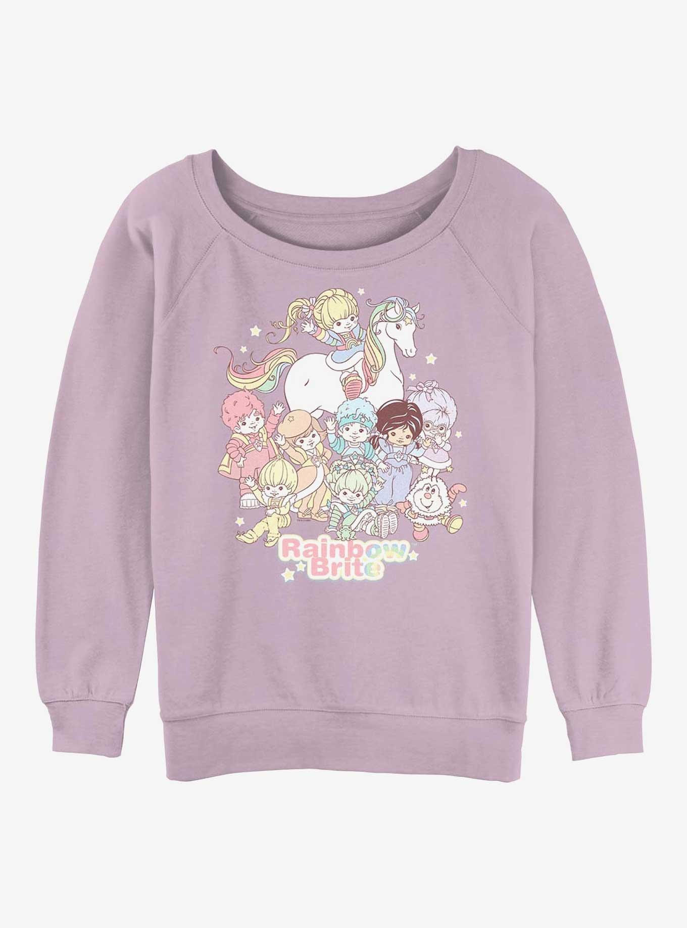 Rainbow Brite Pastel Party Girls Slouchy Sweatshirt, LAVENDER, hi-res