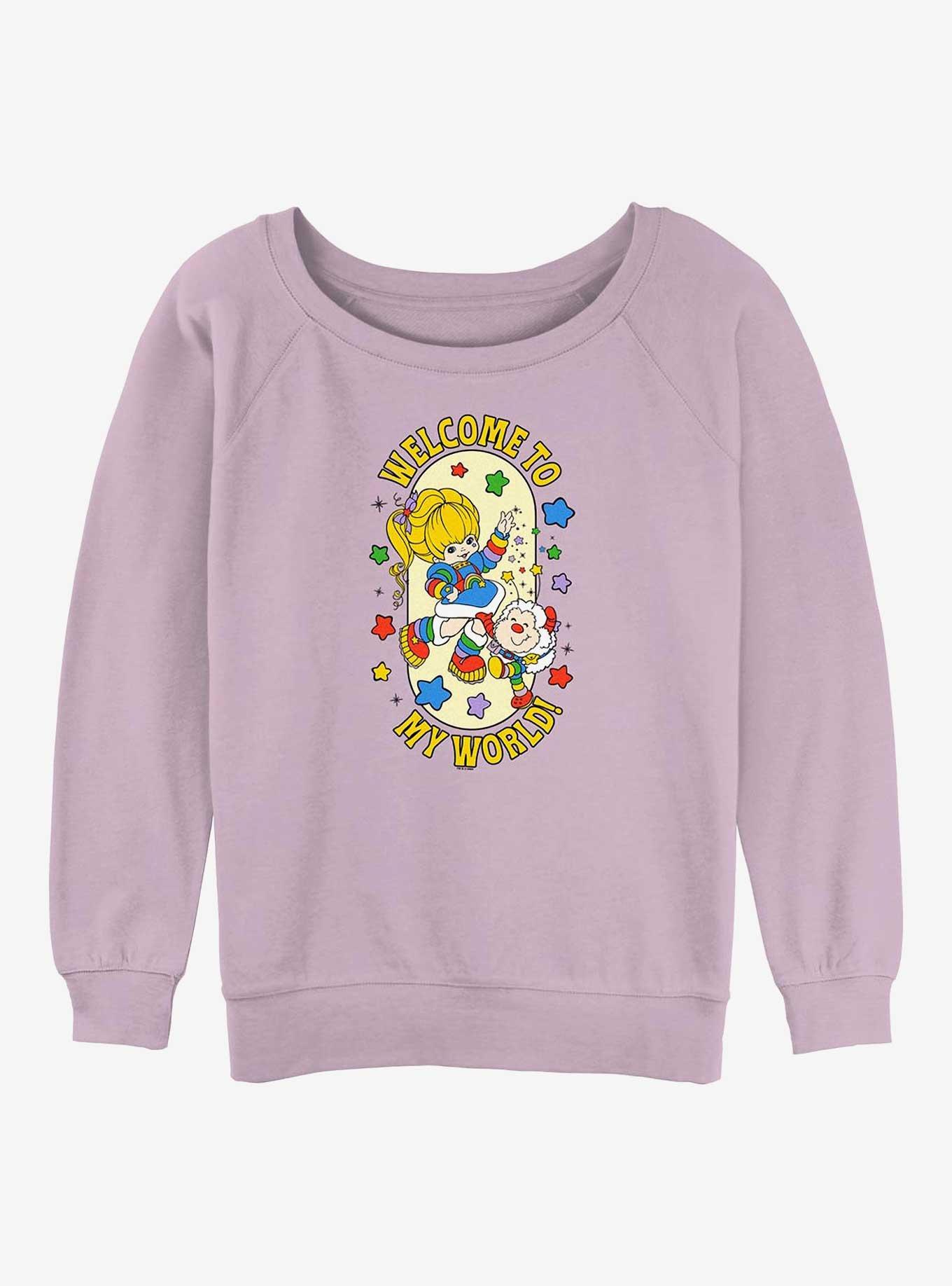 Rainbow Brite Welcome To My World Girls Slouchy Sweatshirt, LAVENDER, hi-res