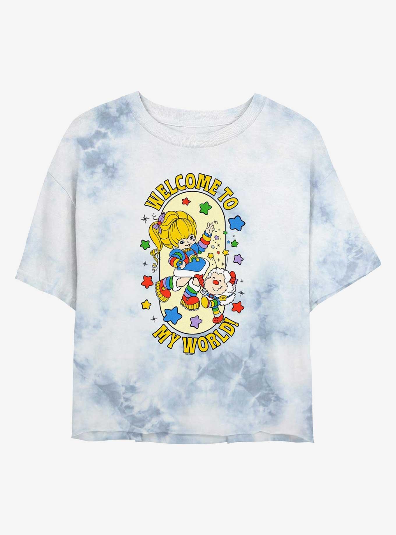 Rainbow Brite Welcome To My World Girls Tie-Dye Crop T-Shirt, WHITEBLUE, hi-res