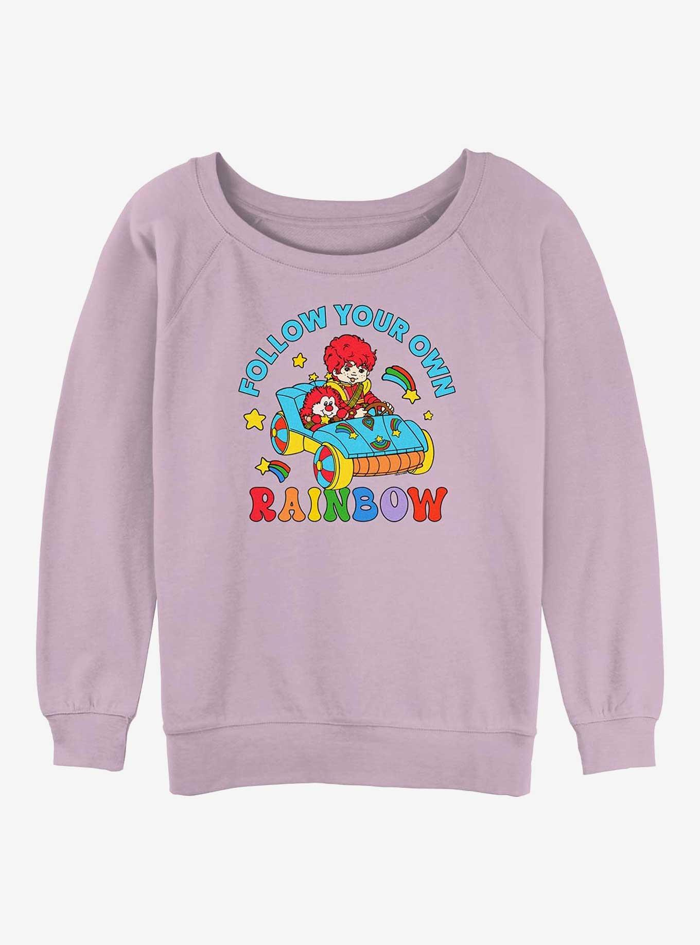 Rainbow Brite Follow Your Own Rainbow Girls Slouchy Sweatshirt, LAVENDER, hi-res