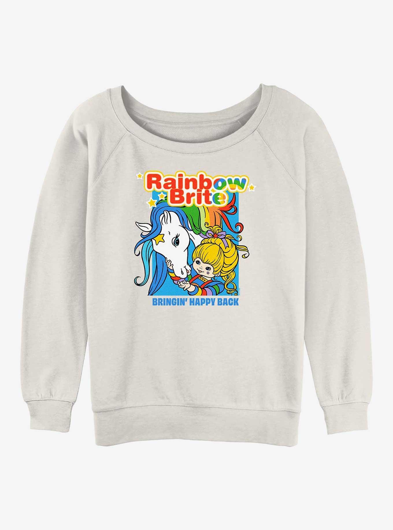 Rainbow Brite Bringin Happy Back Girls Slouchy Sweatshirt, EGRET, hi-res