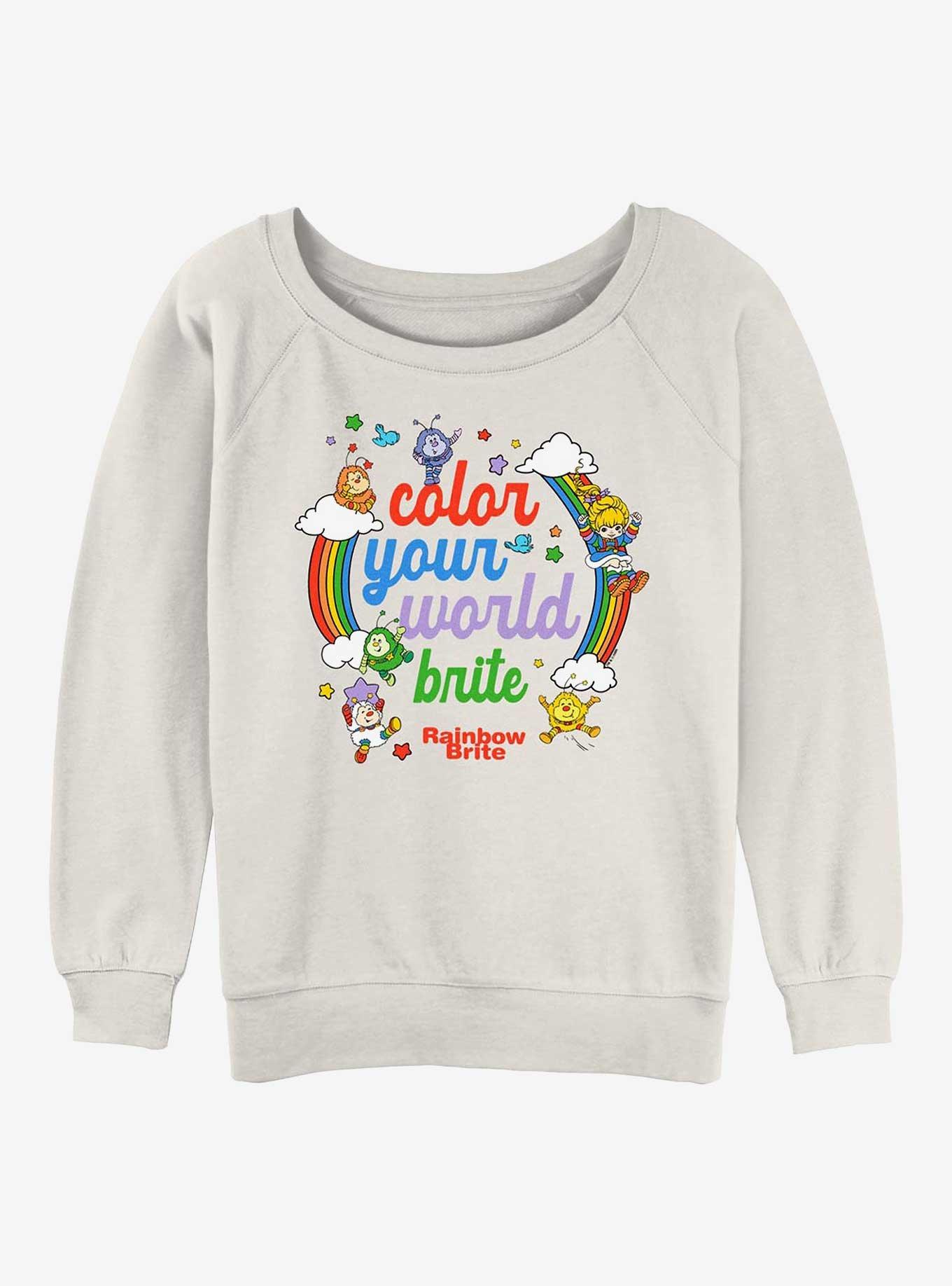 Rainbow Brite Color Your World Brite Girls Slouchy Sweatshirt, EGRET, hi-res