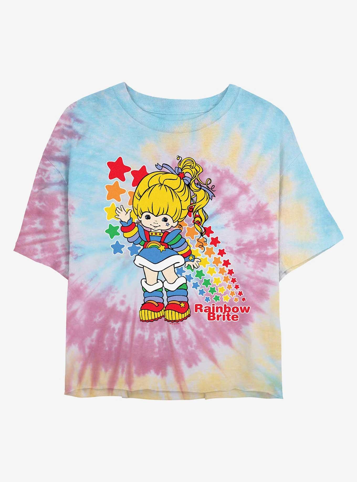 Rainbow Brite Hello Portrait Girls Tie-Dye Crop T-Shirt, BLUPNKLY, hi-res
