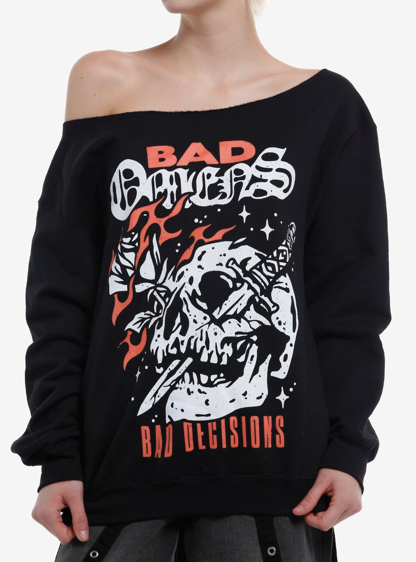 Bad Omens Bad Decisions Skull Girls Off-Shoulder Sweatshirt, , hi-res
