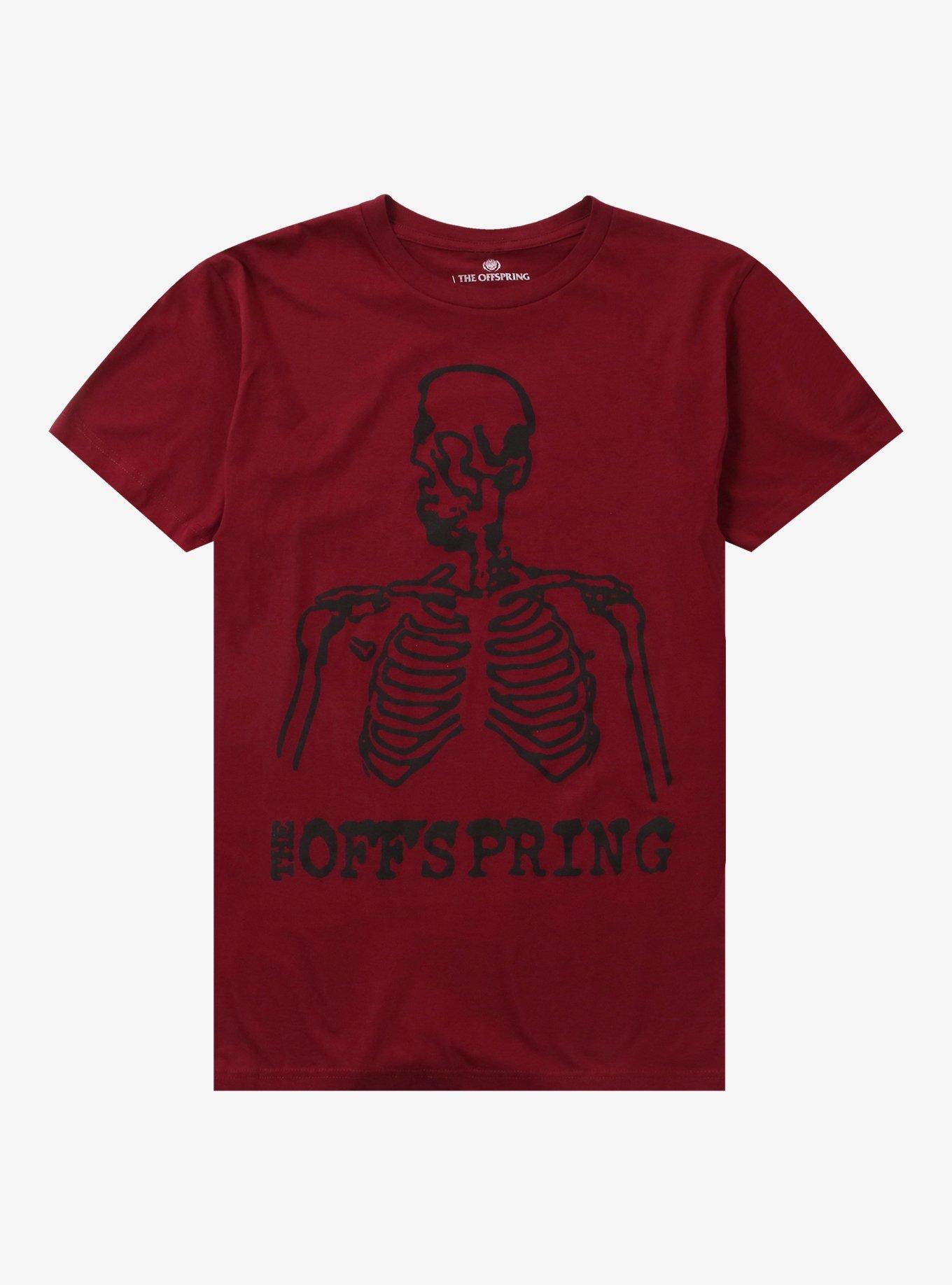 The Offspring Skeleton Burgundy T-Shirt, , hi-res