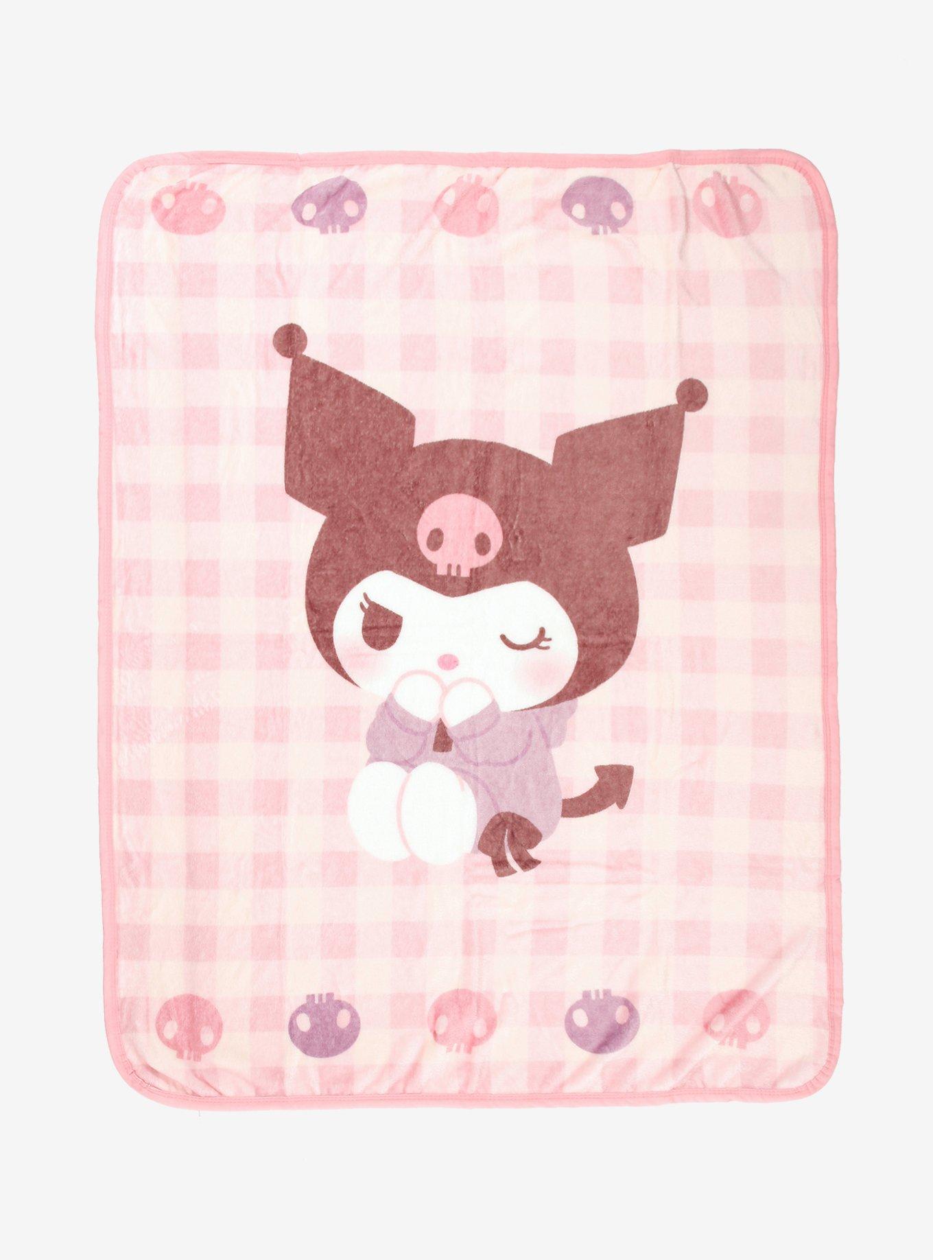 Kuromi Pastel Gingham Throw Blanket, , hi-res