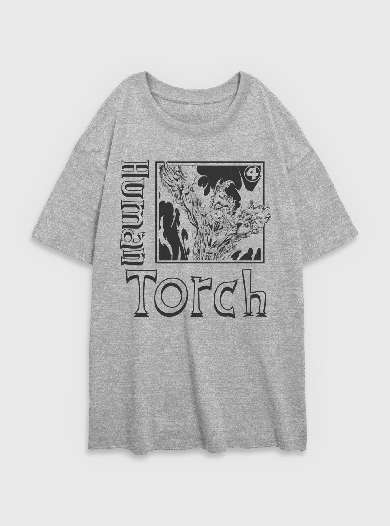 Marvel Fantastic Four Human Torch Pose Womens Oversized T-Shirt, , hi-res