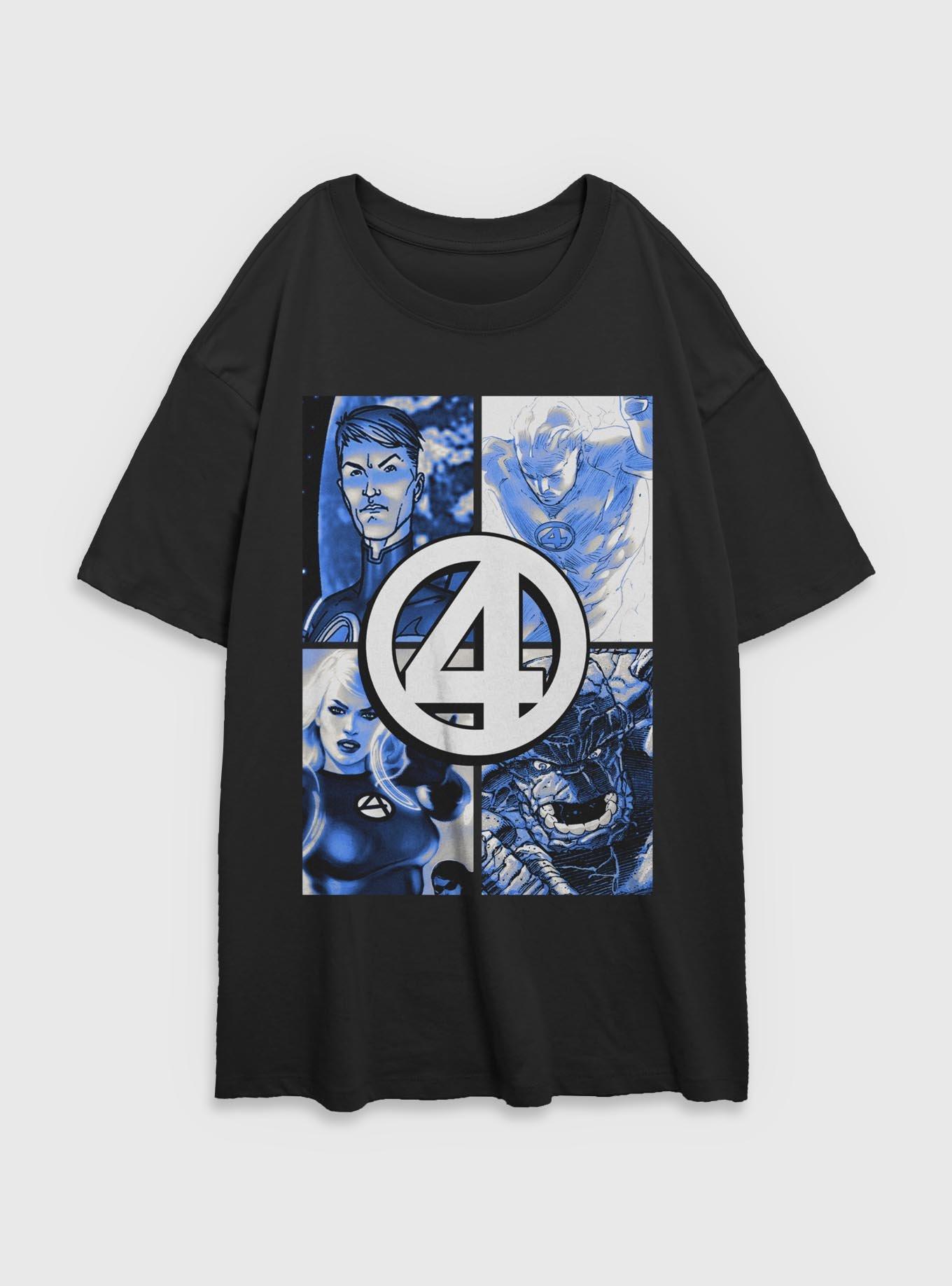 Marvel Fantastic Four Boxes Womens Oversized T-Shirt, BLACK, hi-res