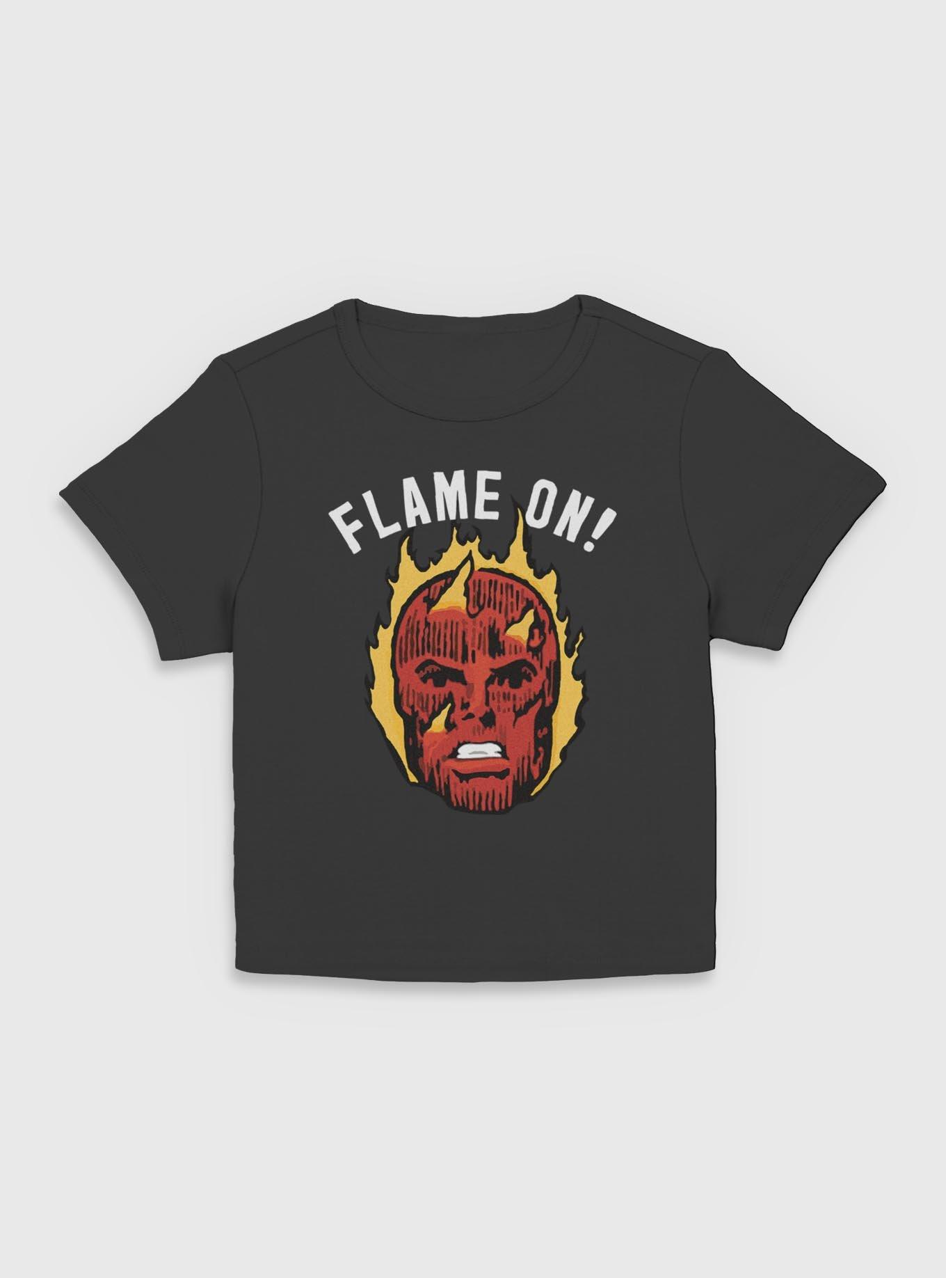 Marvel Fantastic Four Flame On Human Torch Womens Baby T-Shirt, BLACK, hi-res