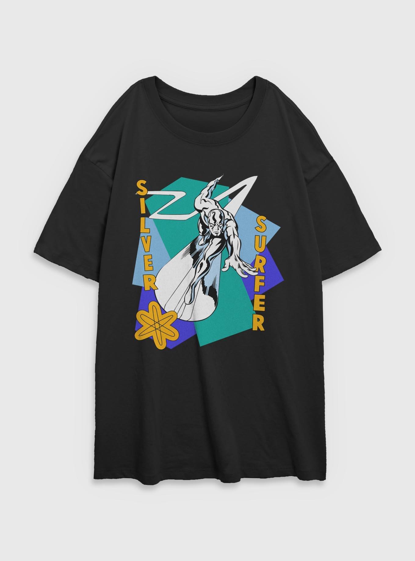 Marvel Fantastic Four Silver Surfer Shapes Womens Oversized T-Shirt, BLACK, hi-res