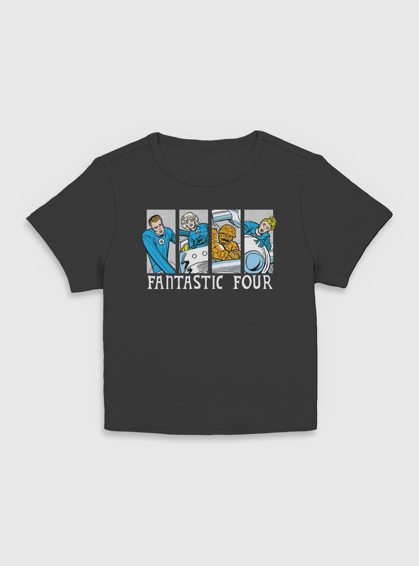 Marvel Fantastic Four Comic Panels Womens Baby T-Shirt, BLACK, hi-res