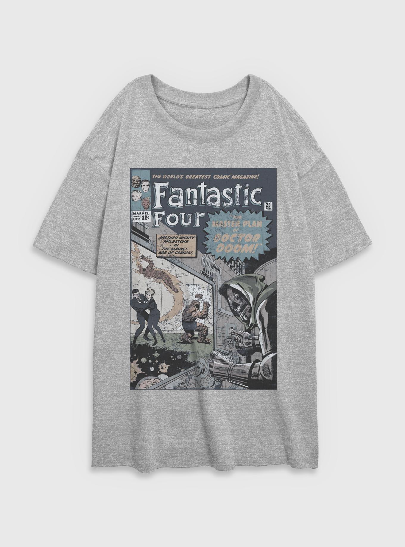 Marvel Fantastic Four Master Plan Of Doctor Doom Comic Womens Oversized T-Shirt, ATH HTR, hi-res