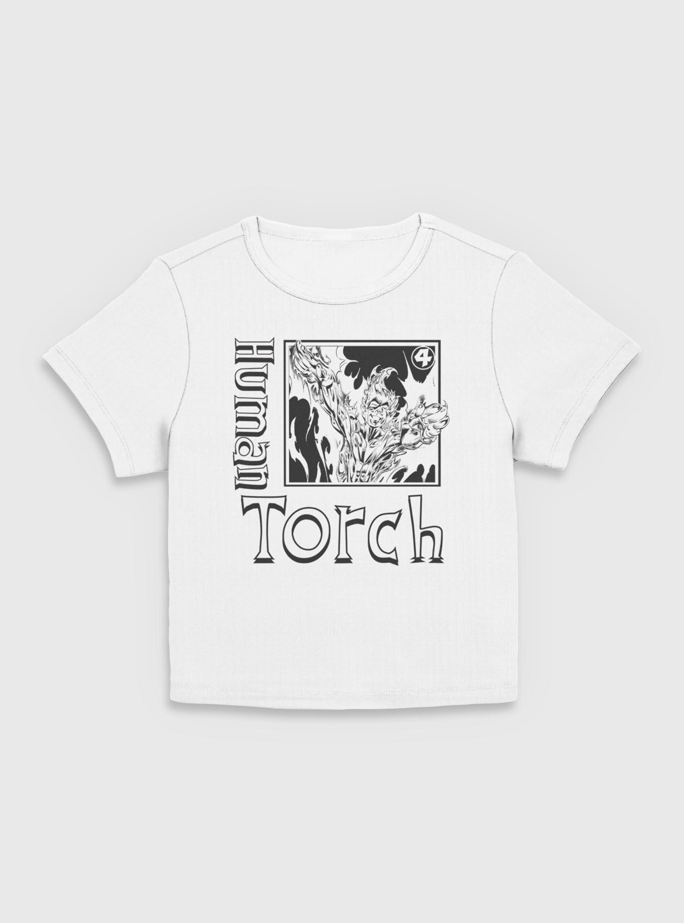 Marvel Fantastic Four Human Torch Pose Womens Baby T-Shirt, EGRET, hi-res