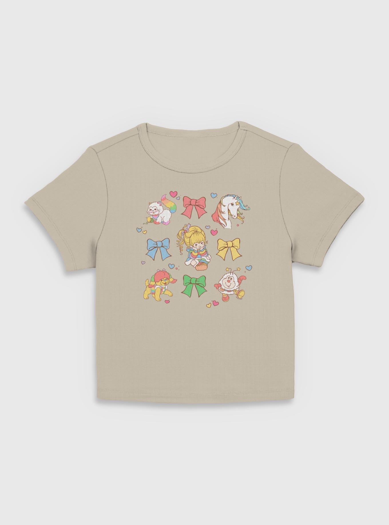 Rainbow Brite Cutie Bow Grid  Women Baby T-Shirt, EGRET, hi-res