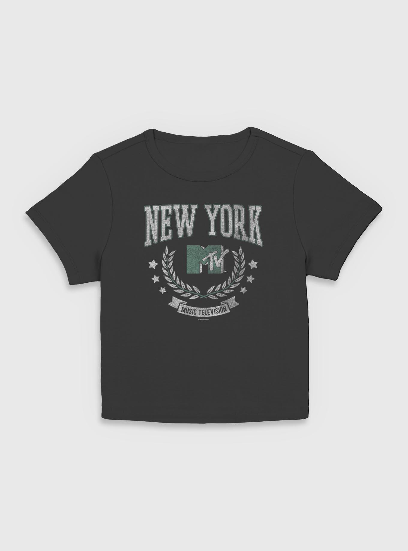 MTV New York Collegiate Logo Women Baby T-Shirt, BLACK, hi-res view 1