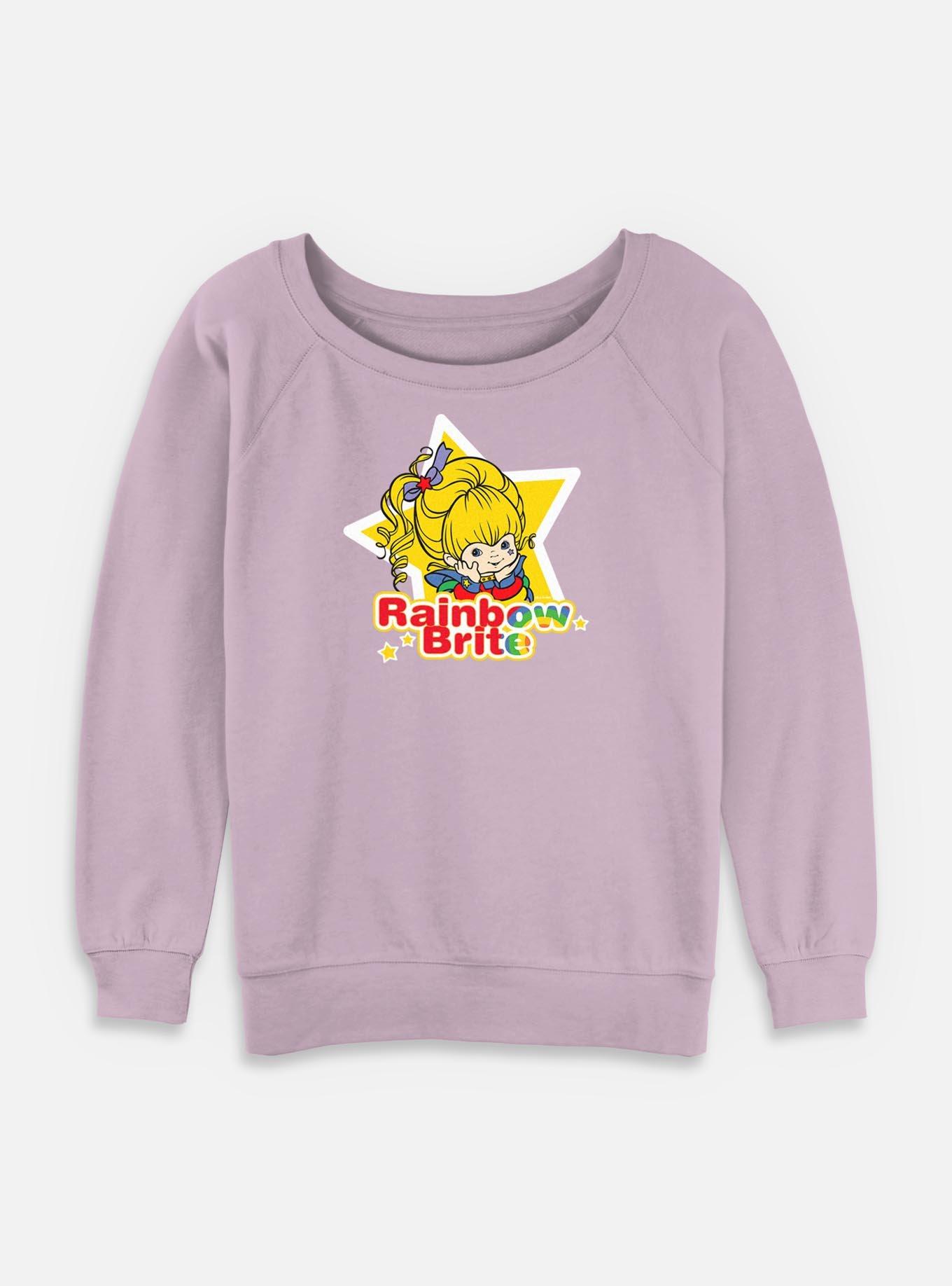 Rainbow Brite Star Badge Womens Slouchy Sweatshirt, LAVENDER, hi-res