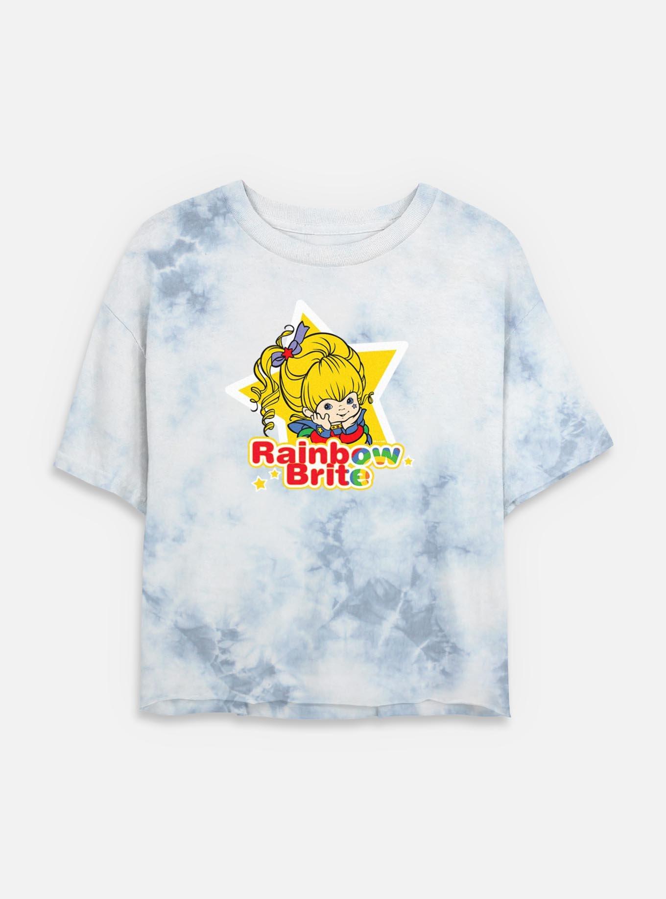 Rainbow Brite Star Badge Tie Dye Crop Womens T-Shirt, WHITEBLUE, hi-res
