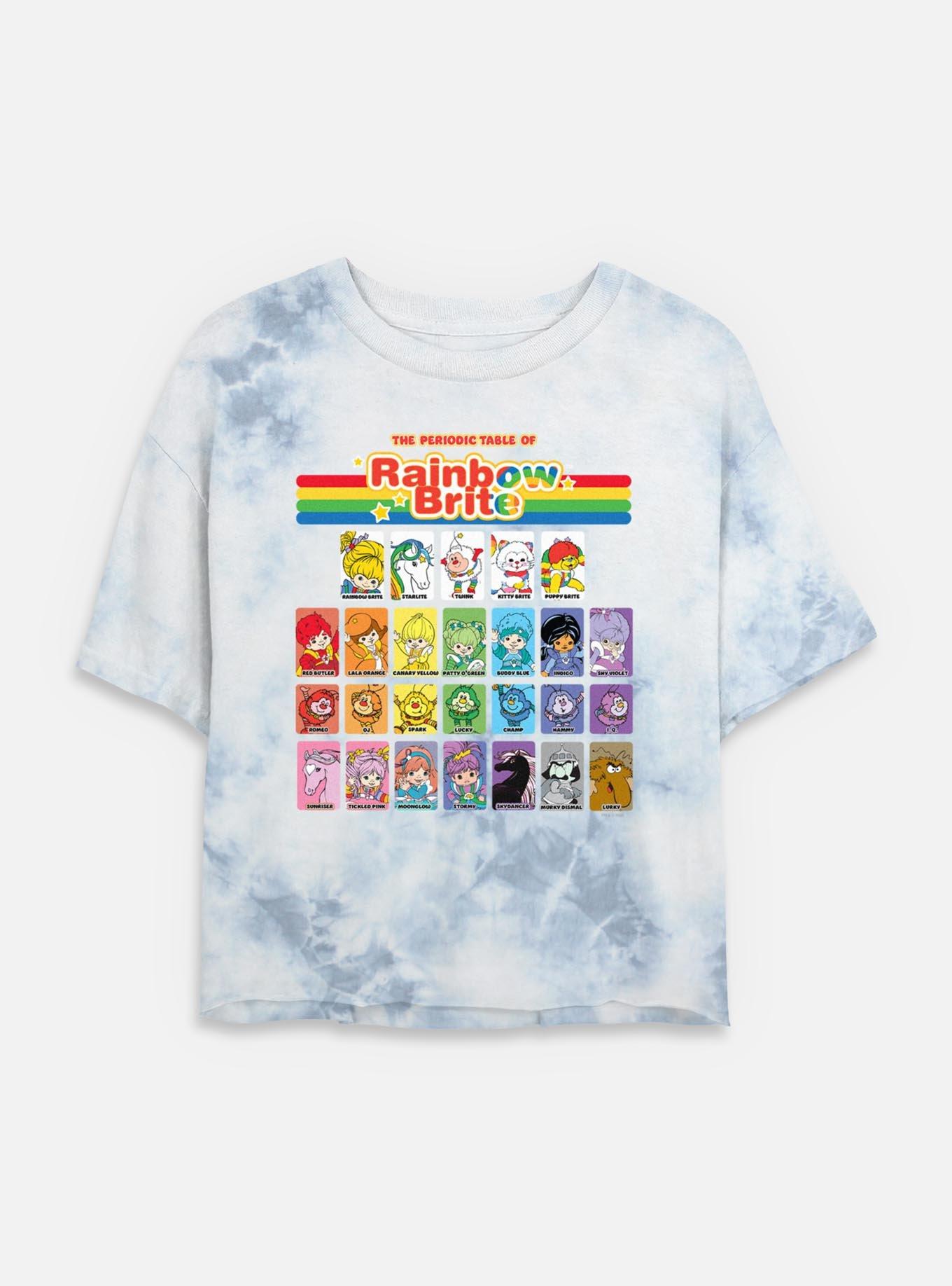Rainbow Brite Table Of Color Tie Dye Crop Womens T-Shirt, WHITEBLUE, hi-res