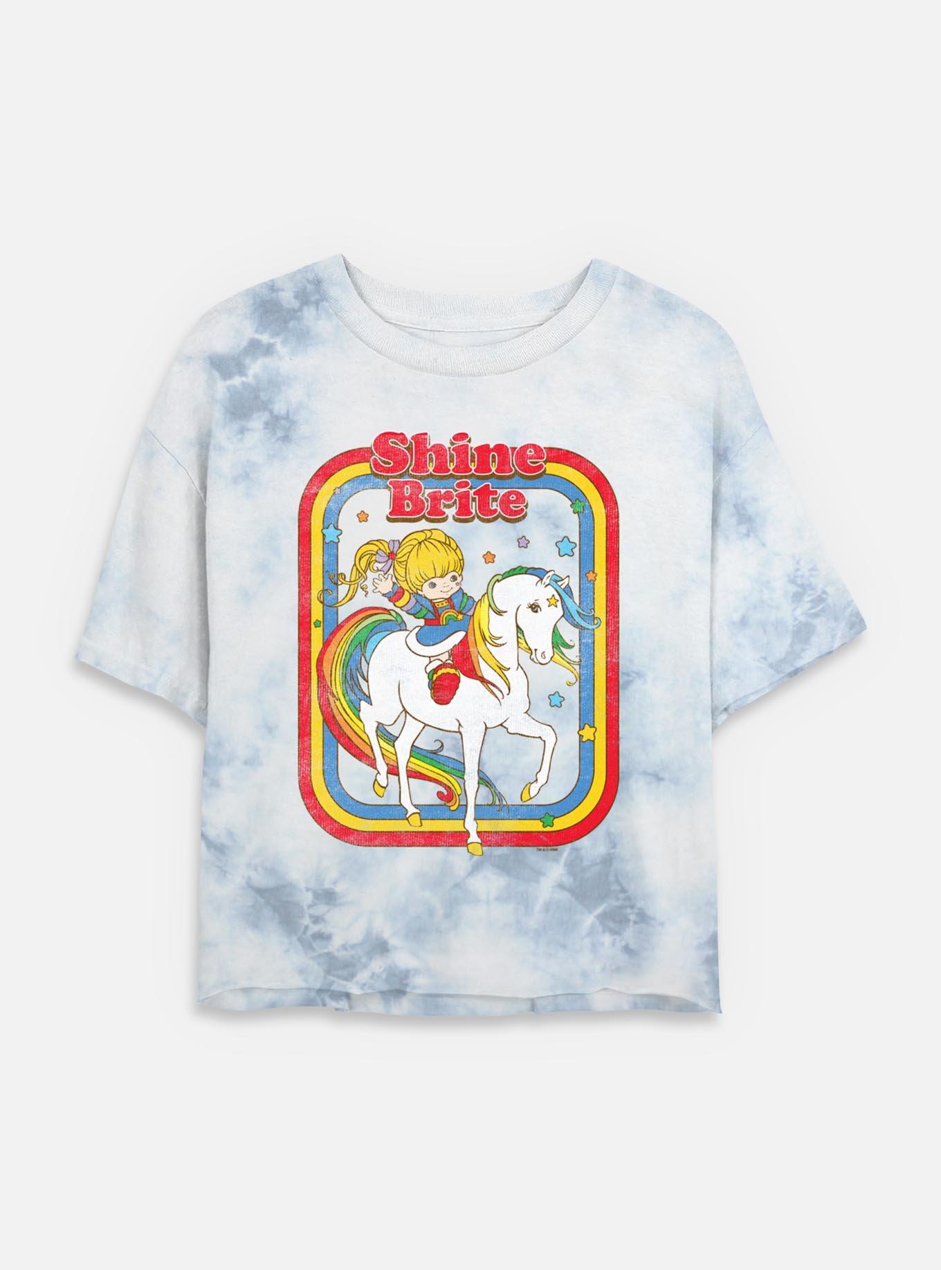 Rainbow Brite Shine Brite Tie Dye Crop Womens T-Shirt, WHITEBLUE, hi-res