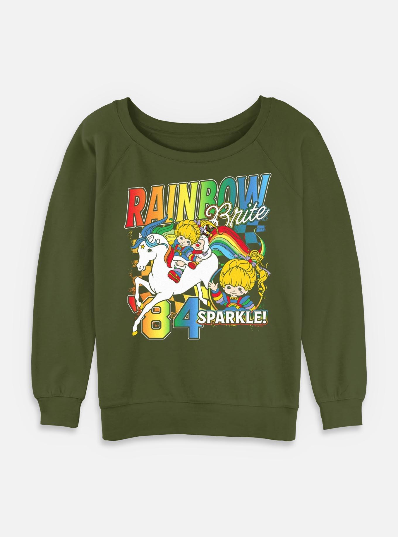 Rainbow Brite Rainbow Racer Womens Slouchy Sweatshirt, OLIVE, hi-res