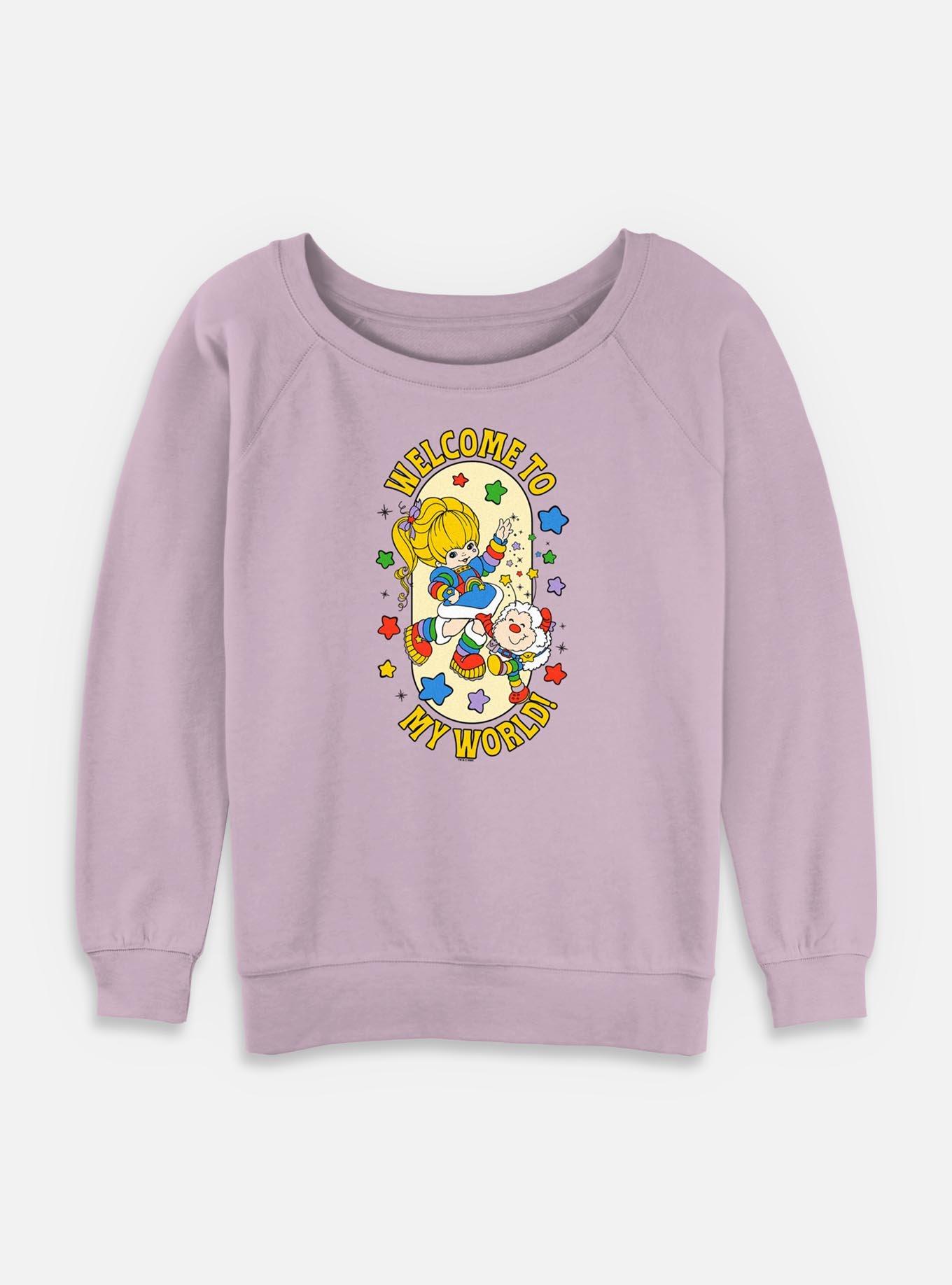 Rainbow Brite Welcome To My World Womens Slouchy Sweatshirt, LAVENDER, hi-res