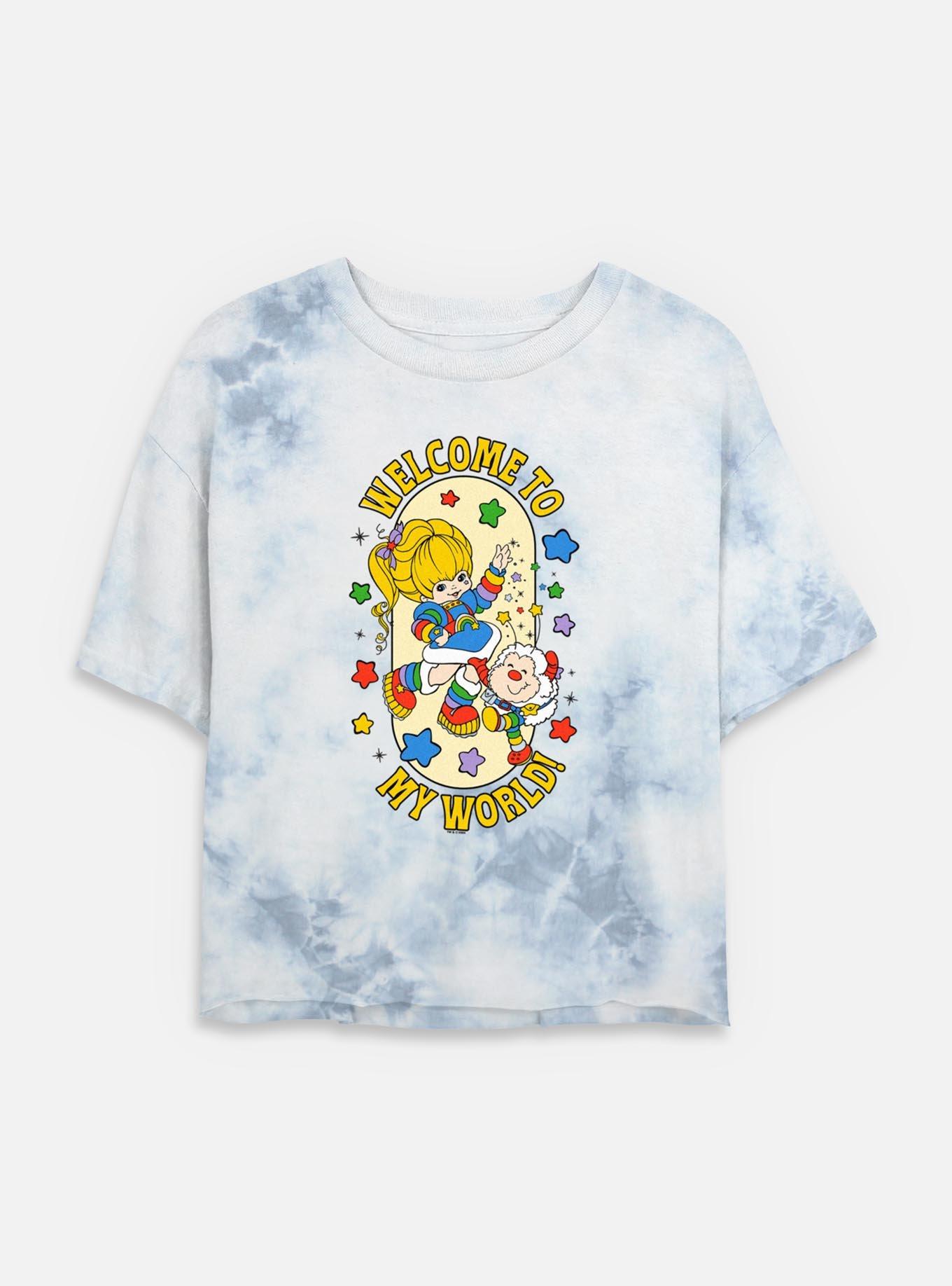 Rainbow Brite Welcome To My World Tie Dye Crop Womens T-Shirt, WHITEBLUE, hi-res