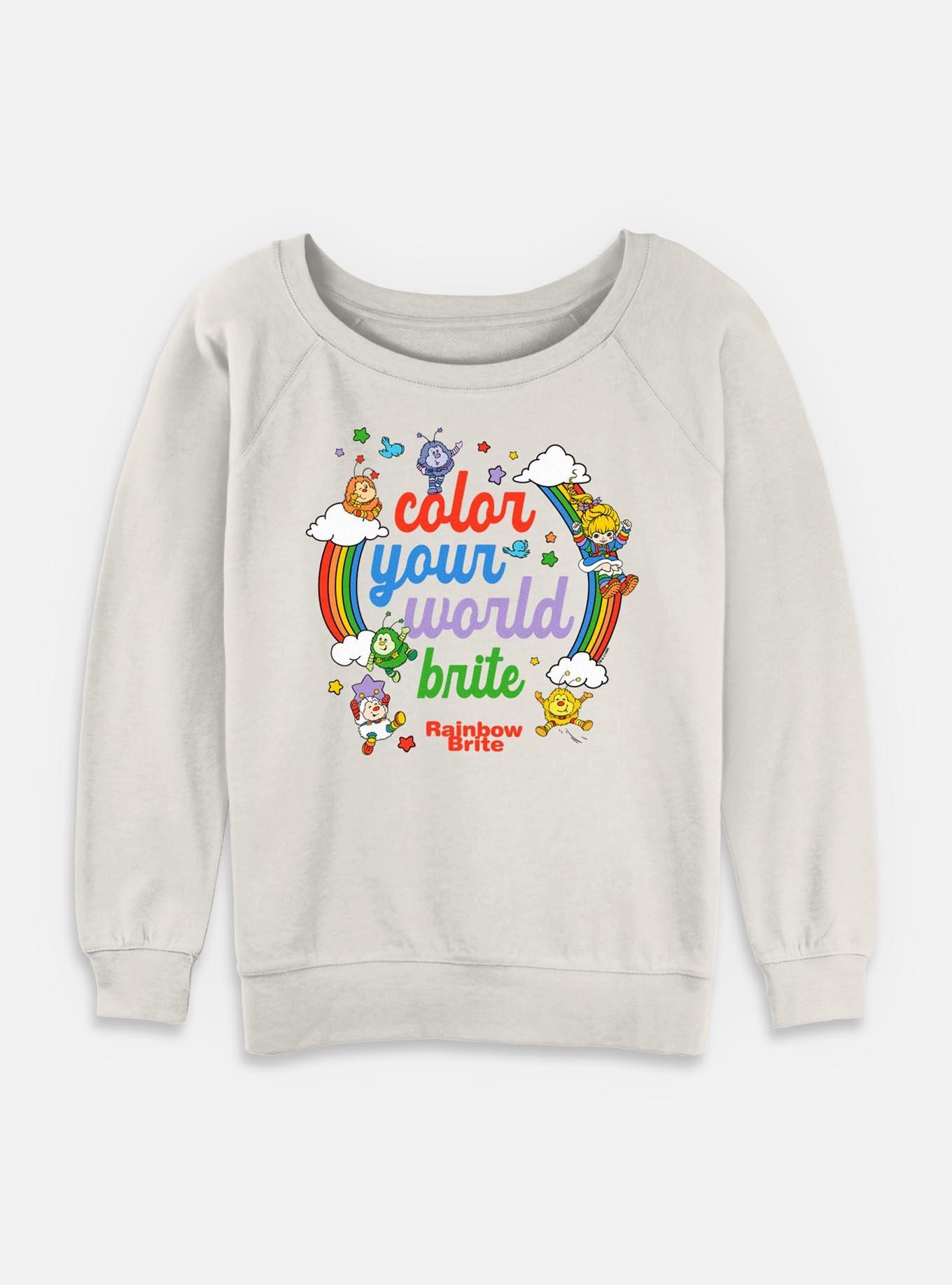Rainbow Brite Color Your World Brite Womens Slouchy Sweatshirt, EGRET, hi-res
