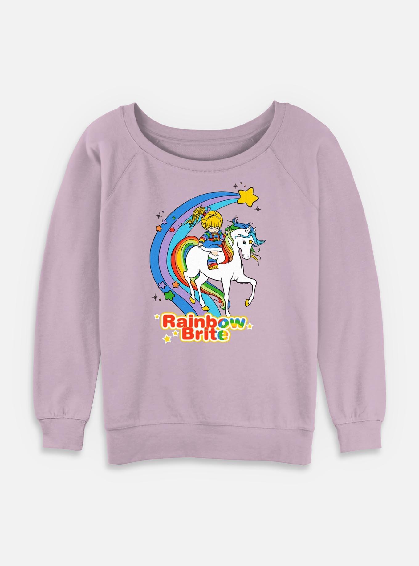 Rainbow Brite Horse Rainbow Womens Slouchy Sweatshirt, LAVENDER, hi-res