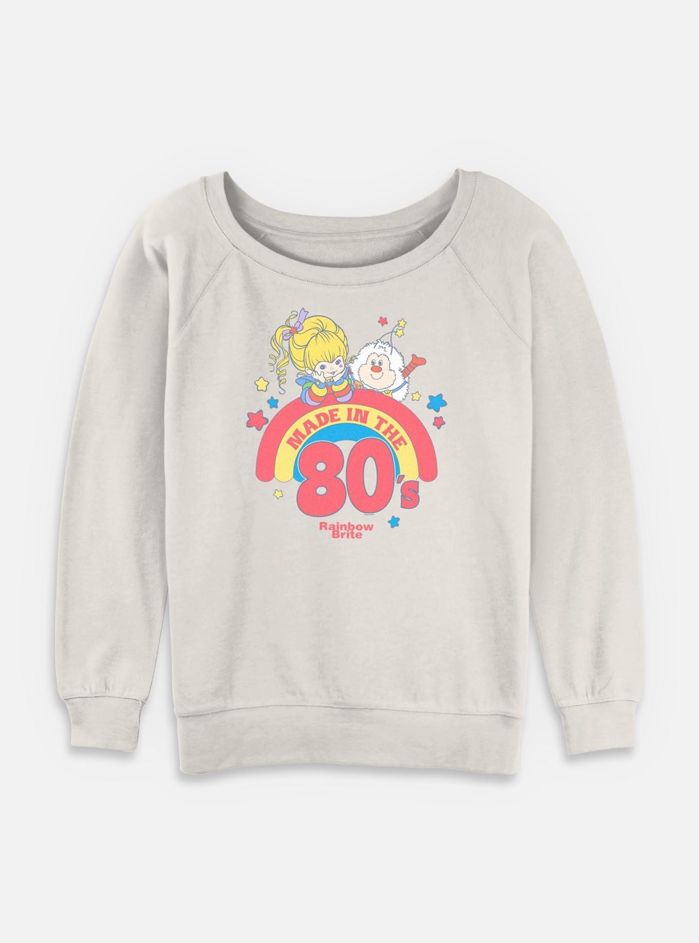 Rainbow Brite Made Pastel Womens Slouchy Sweatshirt, EGRET, hi-res
