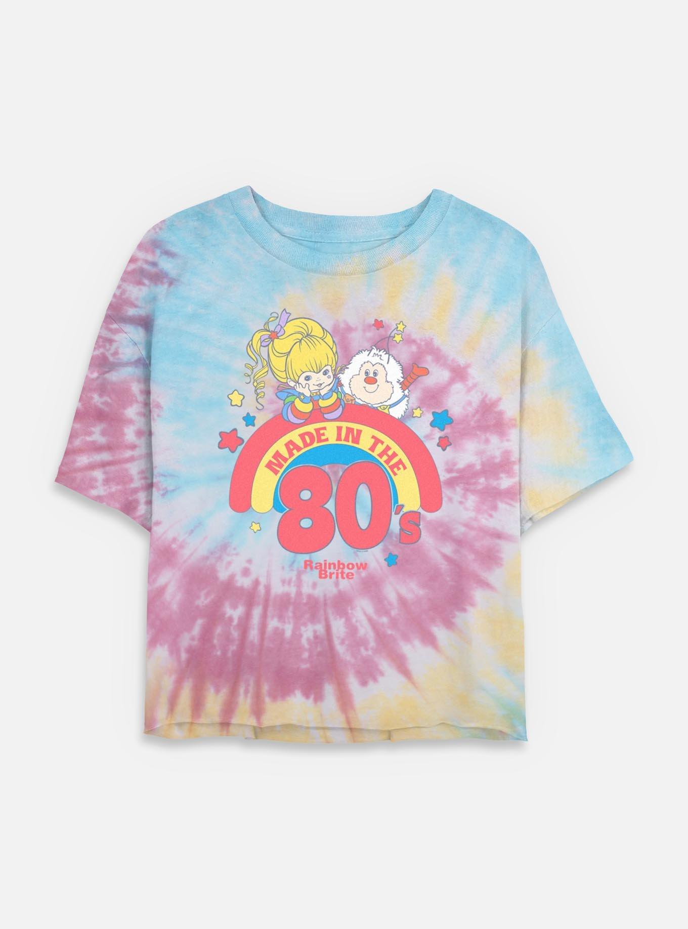 Rainbow Brite Made Pastel Tie Dye Crop Womens  T-Shirt, , hi-res