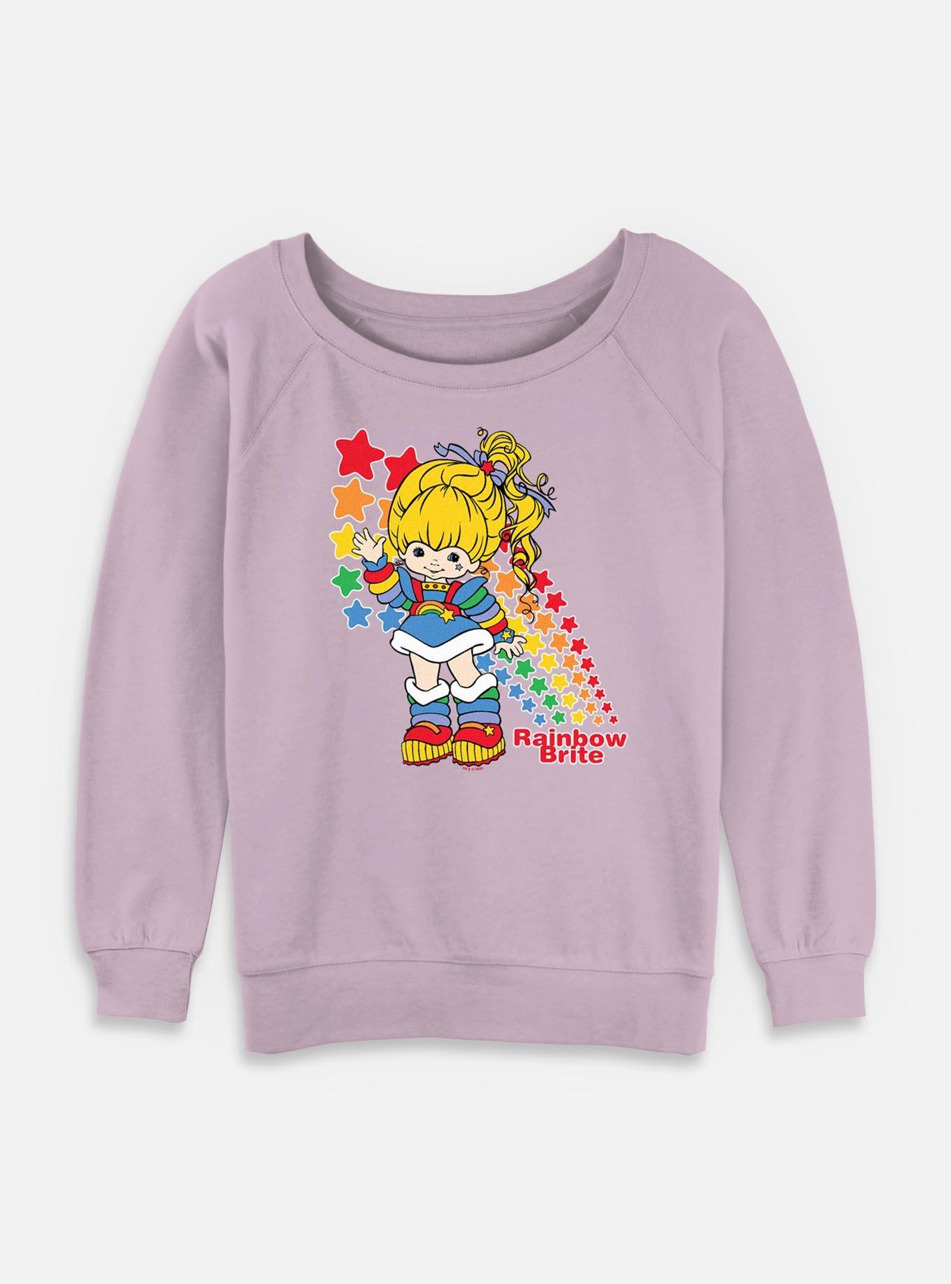 Rainbow Brite Rainbow Stars Womens Slouchy Sweatshirt, LAVENDER, hi-res