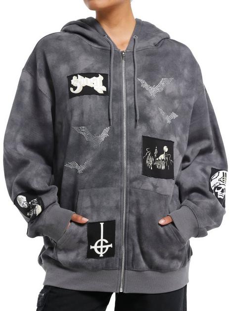 Ghost Patches & Rhinestones Hoodie | Hot Topic