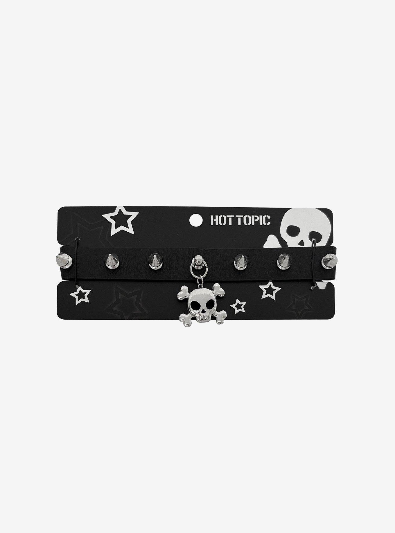 Skull & Crossbones Spiky Choker, , hi-res